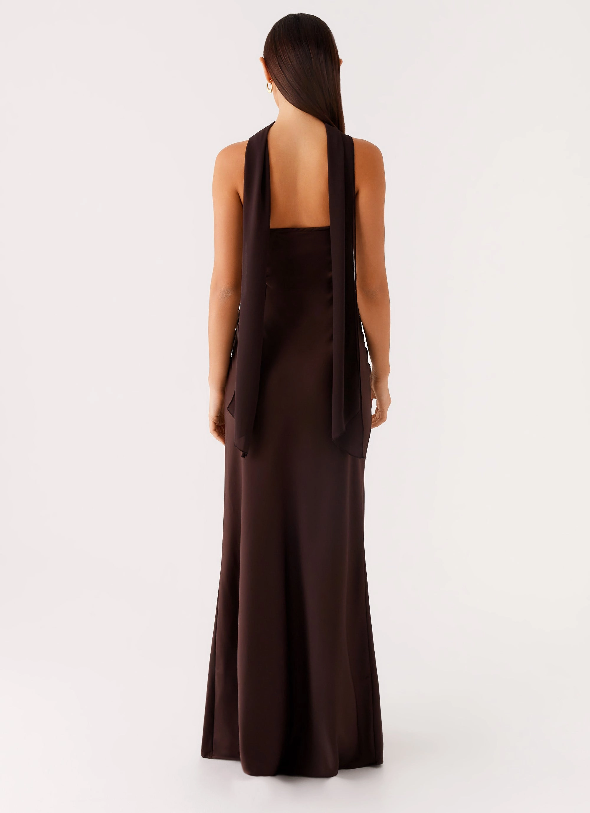 Alaine Scarf Maxi Dress - Dark Chocolate Office Smart Tasteful Detail