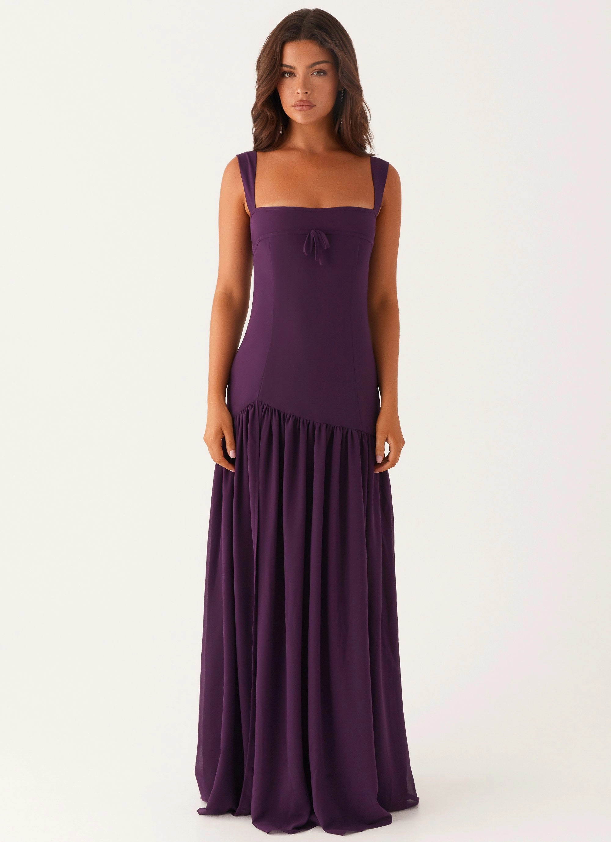 City Commuter High Fashion Outerwear Alberta Maxi Dress - Mulberry
