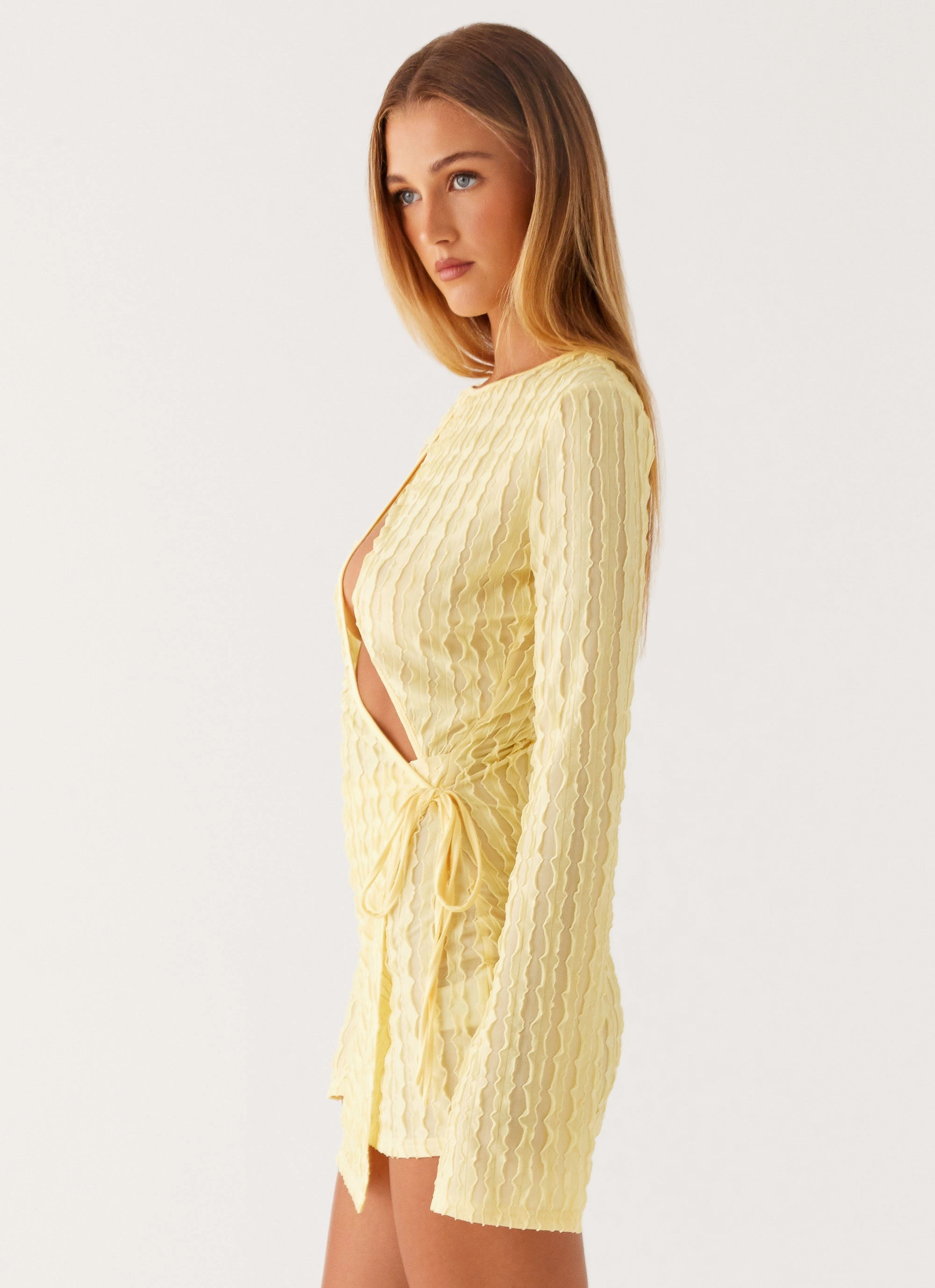 Alfie Mini Dress - Pastel Yellow Fashion Event