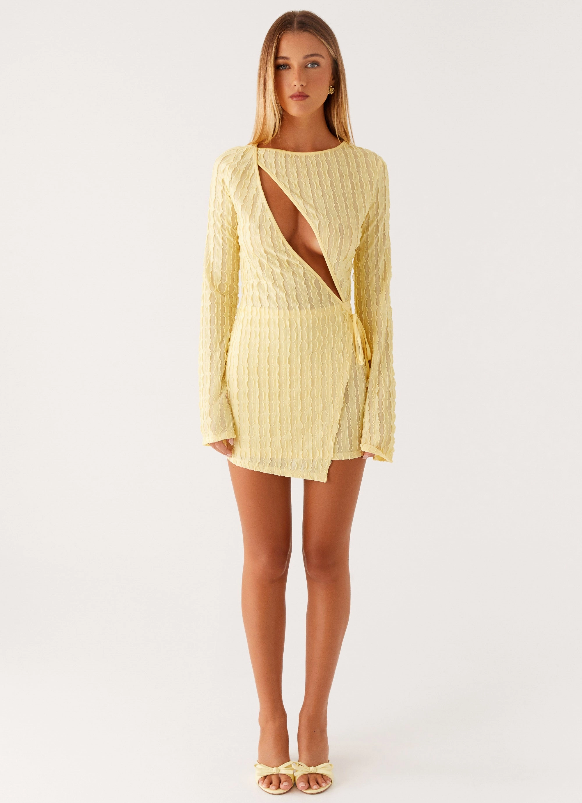 Soft Wool Coat Fashion Forward Alfie Mini Dress - Pastel Yellow