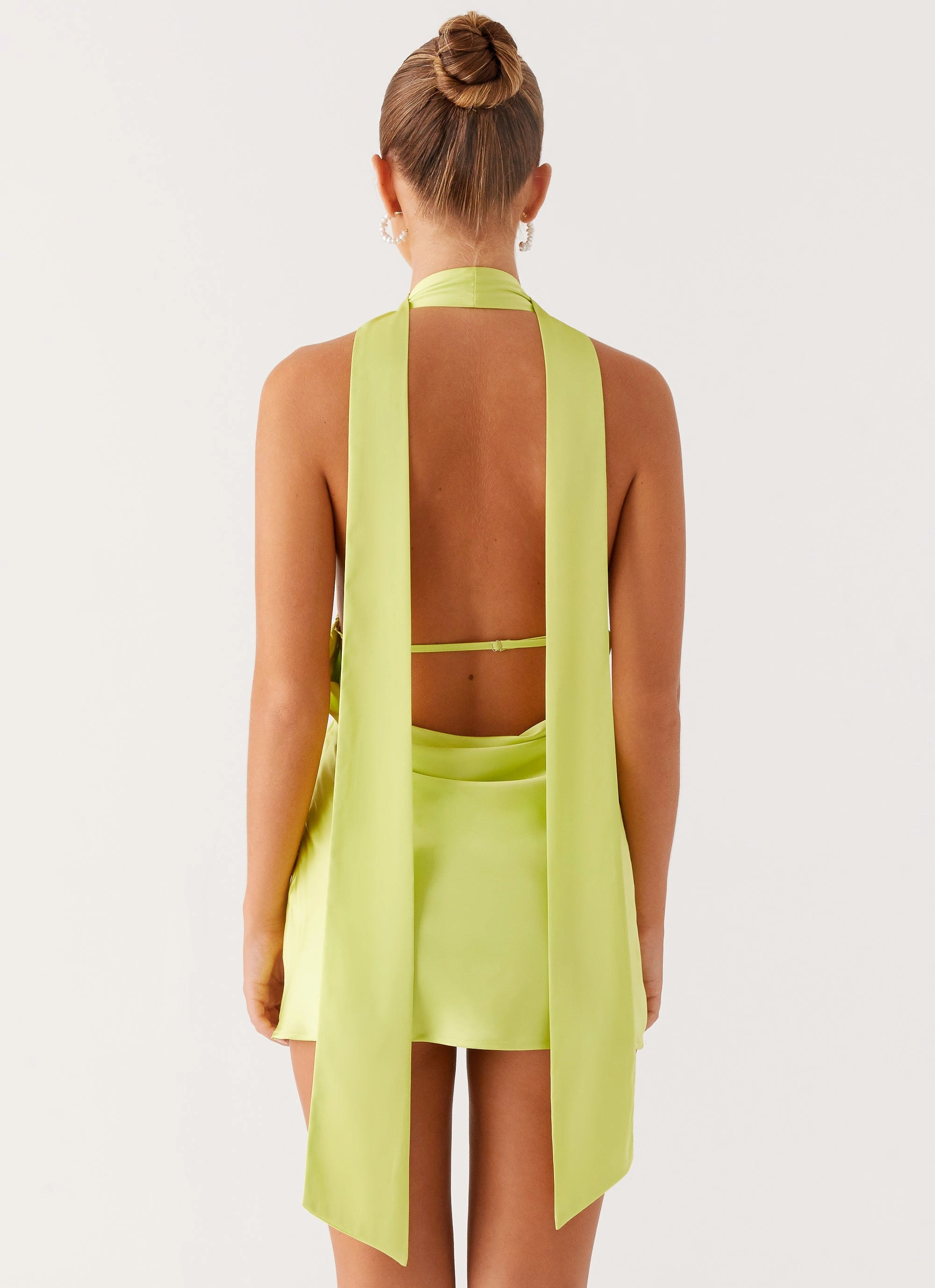 Alicia Satin Halter Mini Dress - Sunny Lime Urban Outerwear Classic Jacket