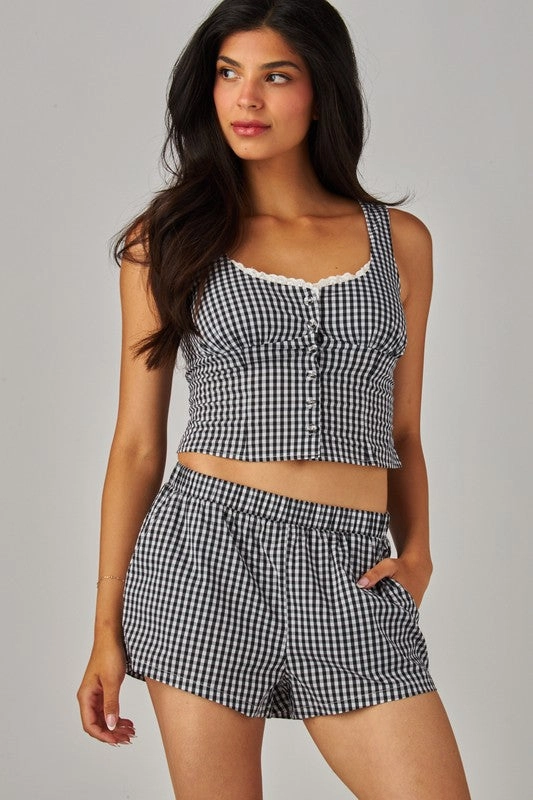 Flexible Waistline Jennie Gingham Boxer Shorts