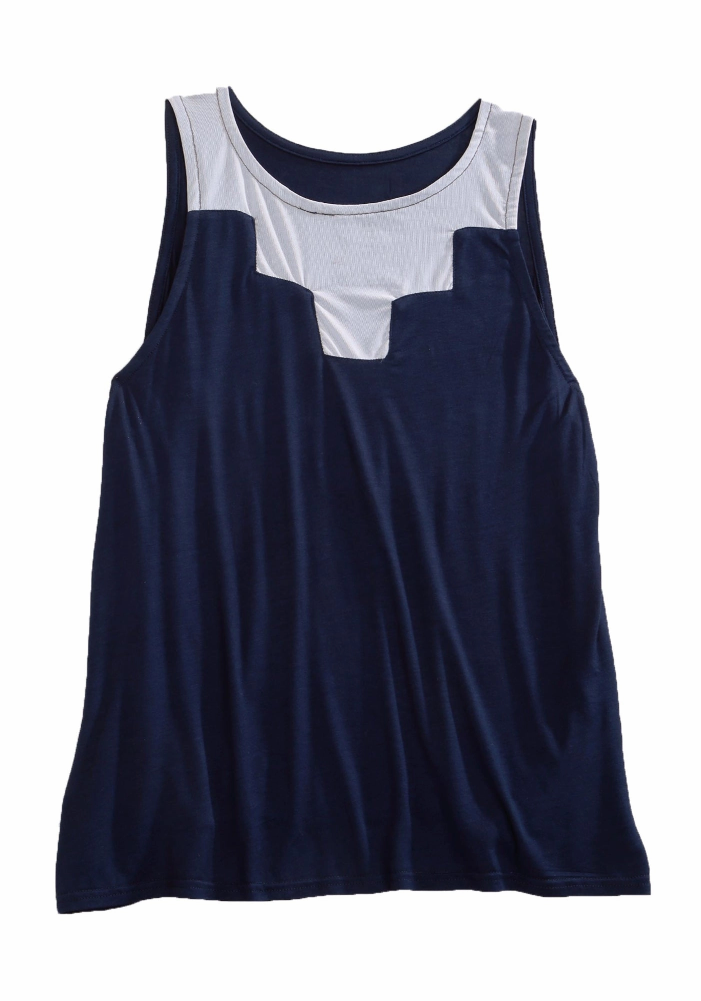 Hiking Gear Tin Haul Womens 1820 Fine Mesh Insert Navy/White Poly/Rayon S/L Tank Top