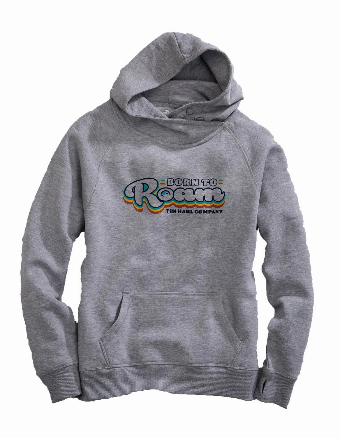 Tin Haul Womens Heather Grey Cotton Blend Born to Roam Hoodie Comfortable Look Winter Must-Have Knit