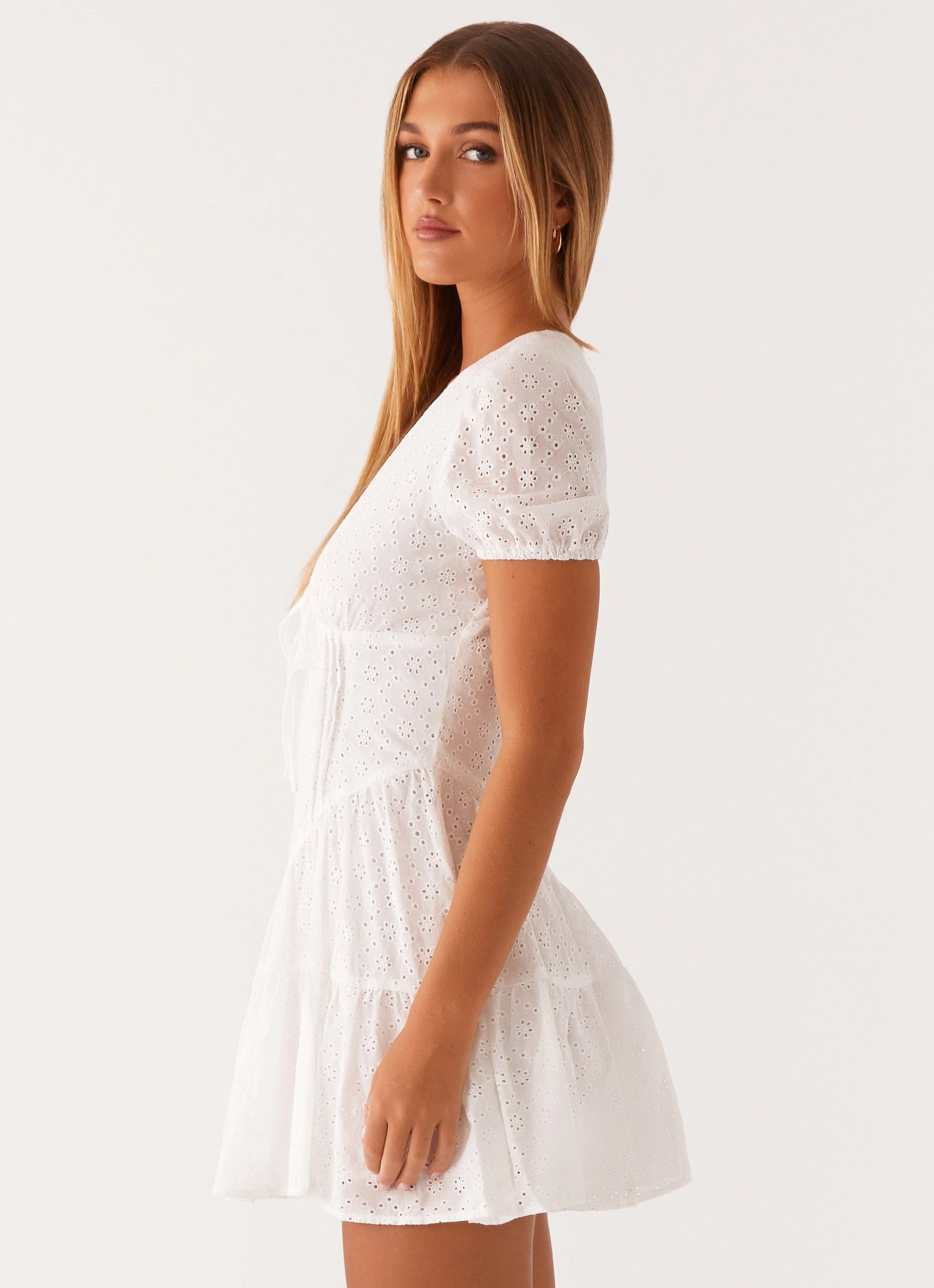Sweetness Mini Dress - White Tactile Feel