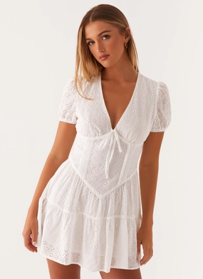 Sweetness Mini Dress - White Chic Look Romantic Bloom