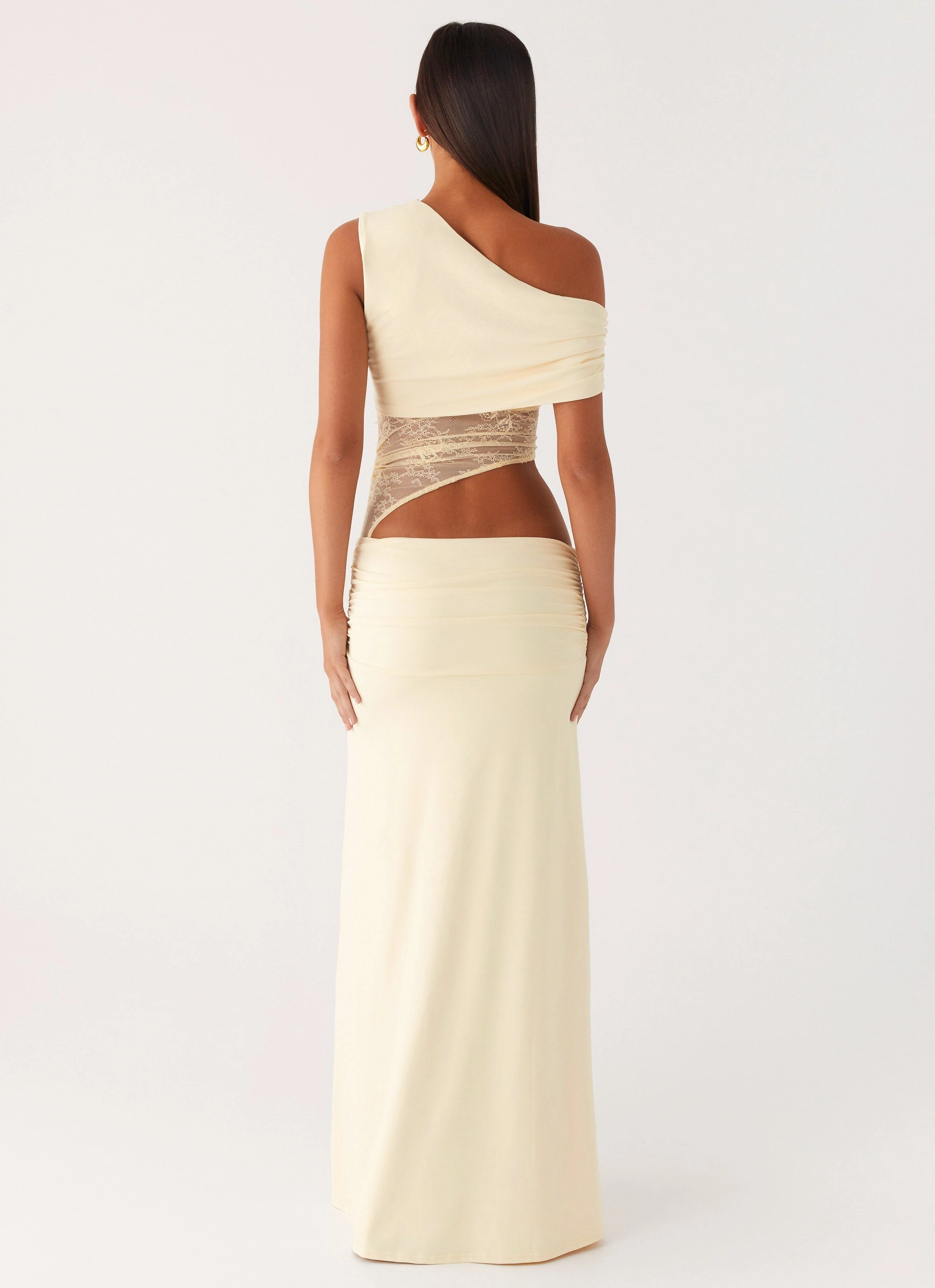 Hidden Zipper Winter Layer Love Motion Maxi Dress - Lemon