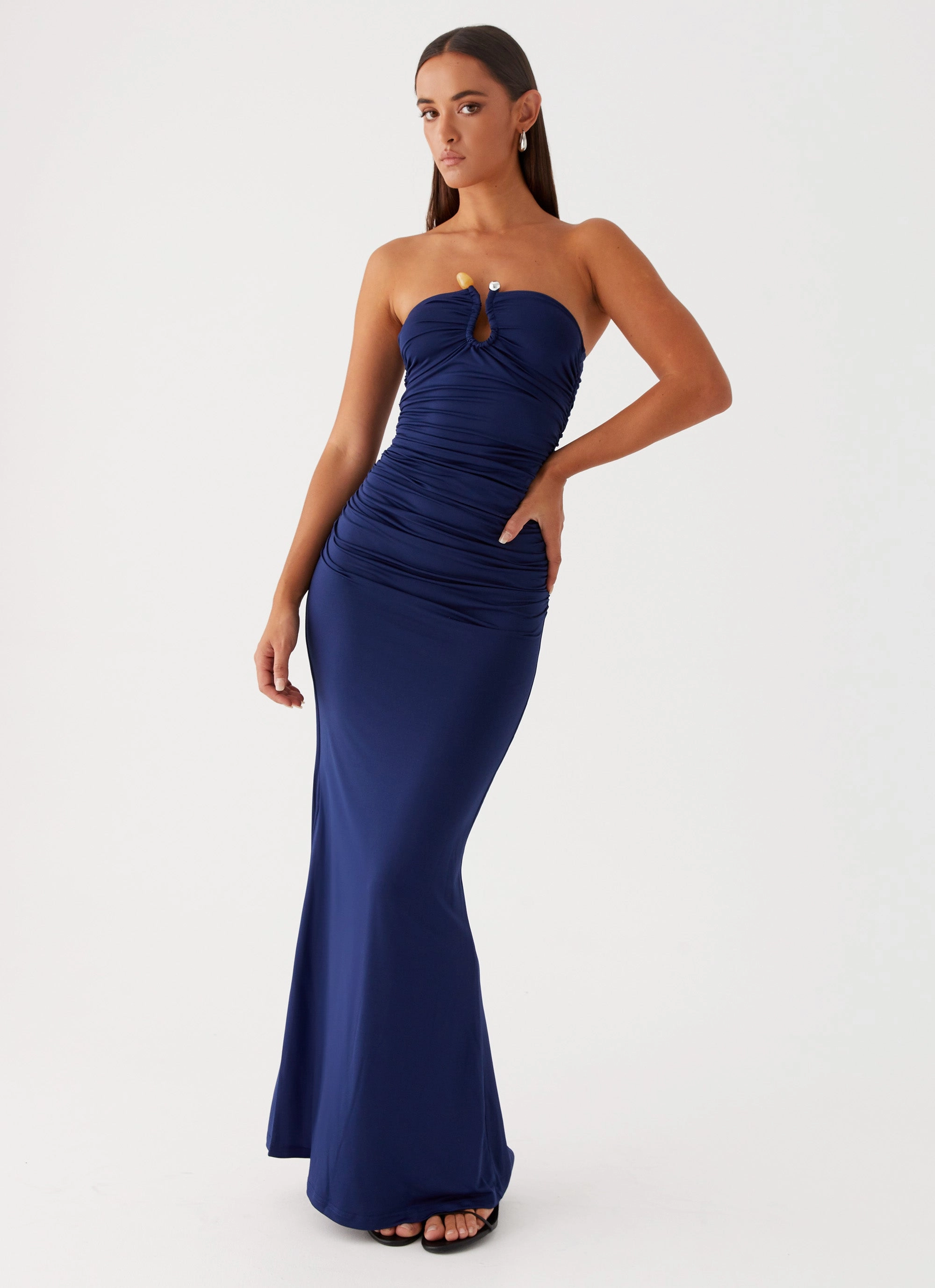 Breathable fabric Down Filled Rudy Maxi Dress - Navy