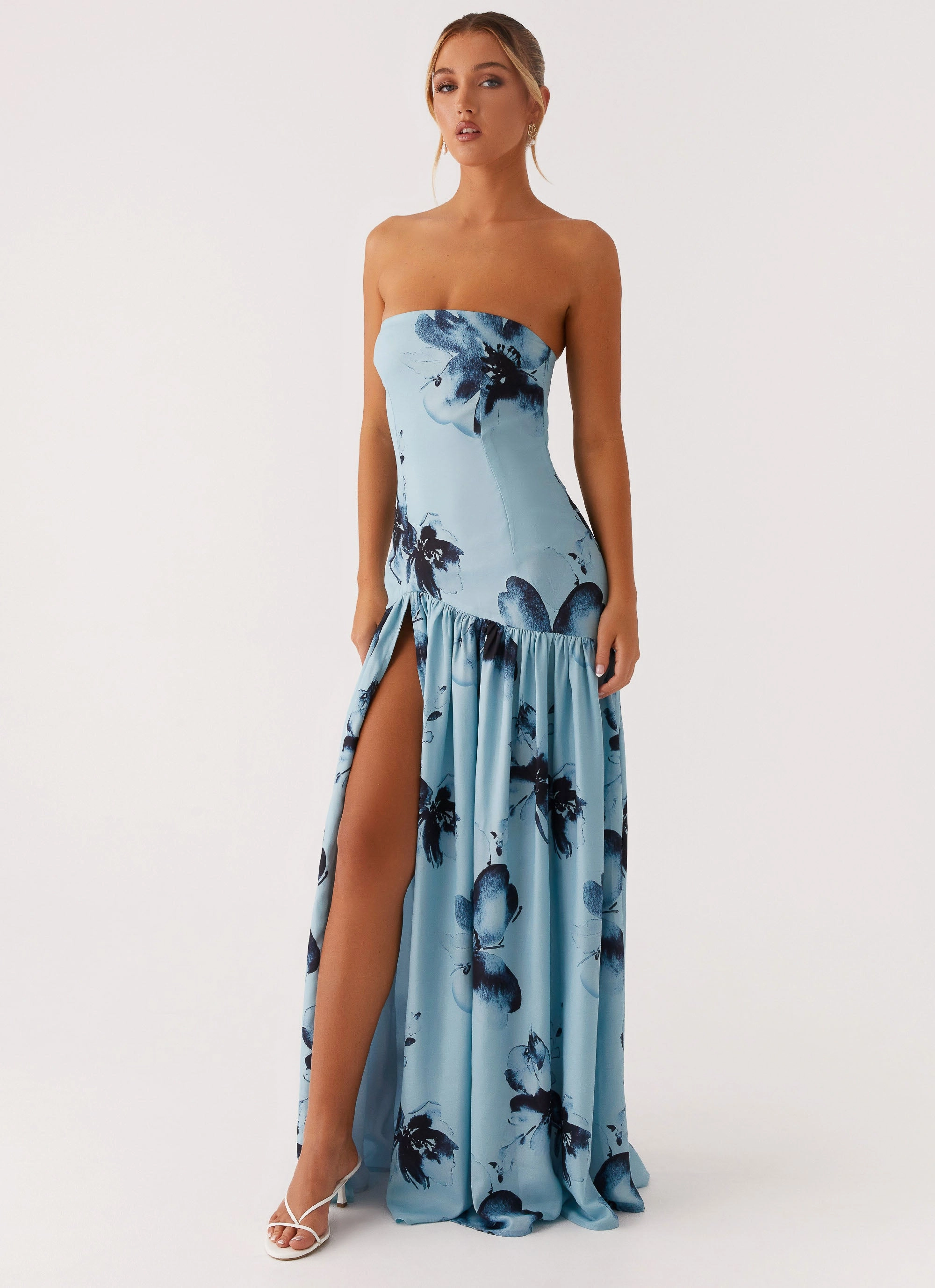 Fashion Protection Street Fashion Eden Strapless Maxi Dress - Blue Black Floral