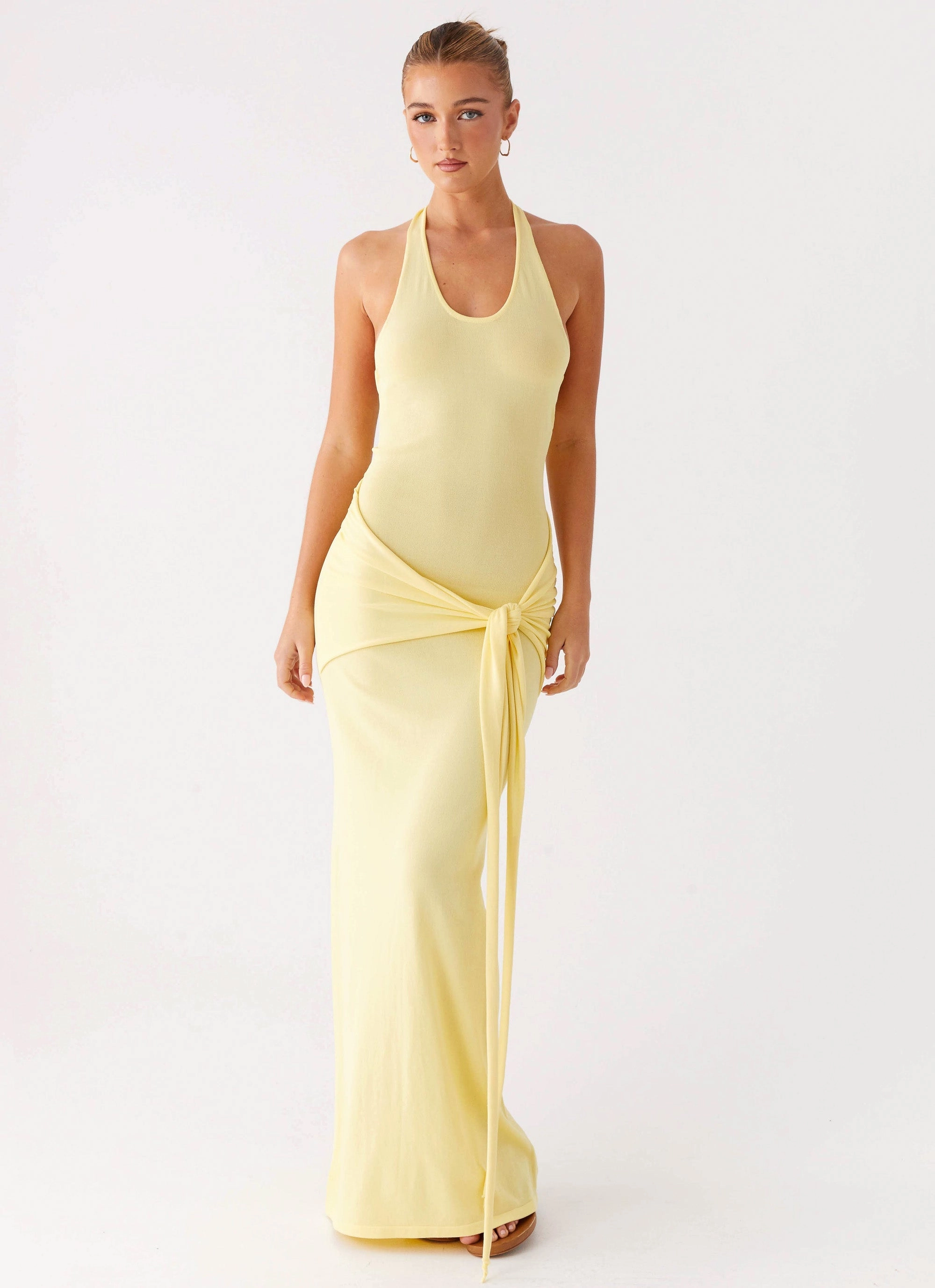 Pina Colada Knit Maxi Dress - Yellow Sustainable Material Winter Protection Wear