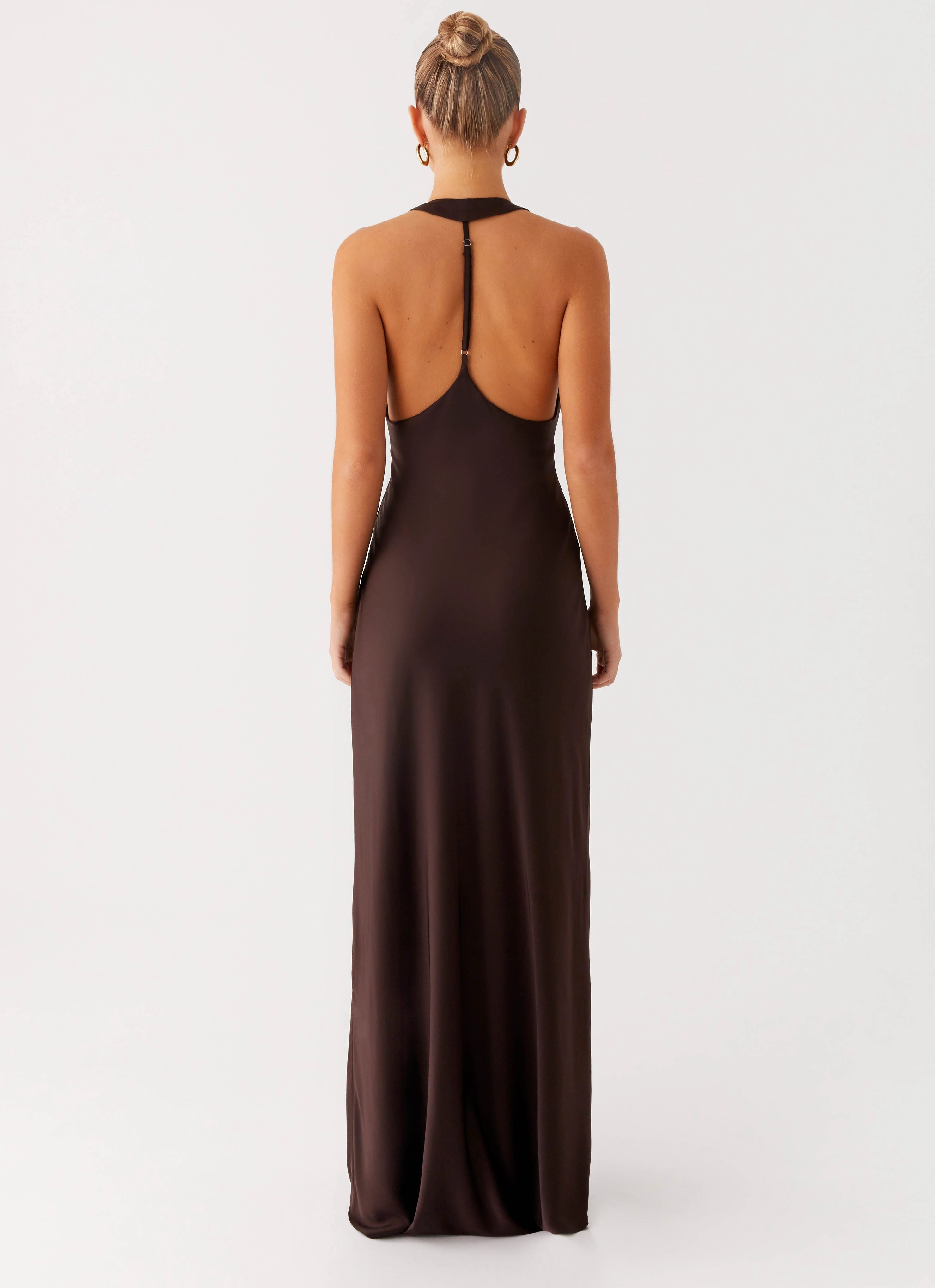 Angie Maxi Dress - Chocolate Button Closure
