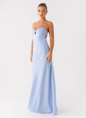 Formal Outerwear Cozy Outerwear Joanie Maxi Dress - Blue