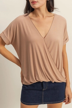 Allie Short Sleeve Surplice Top EasyCare Material Ultra Soft Texture