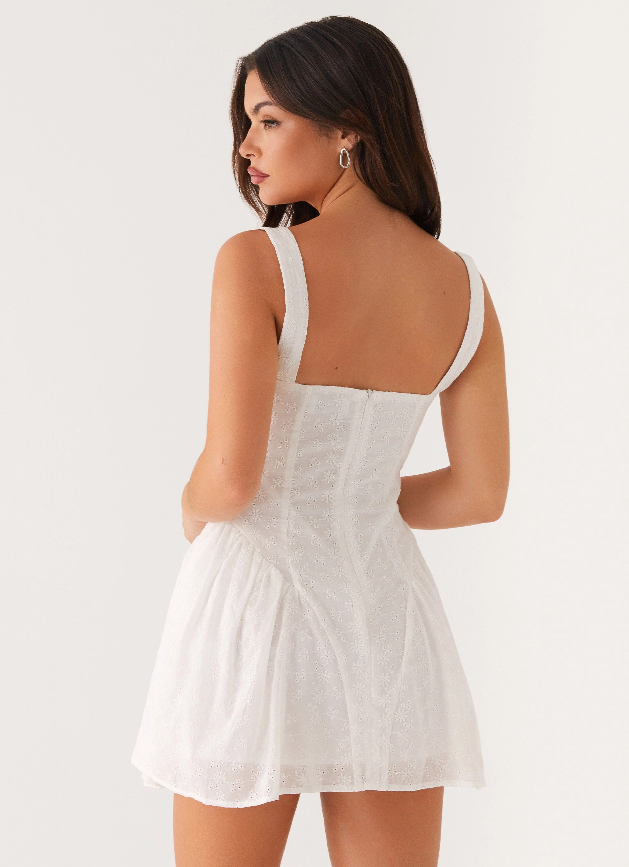 Alyssa Mini Dress - White Layered Look Comfortable texture