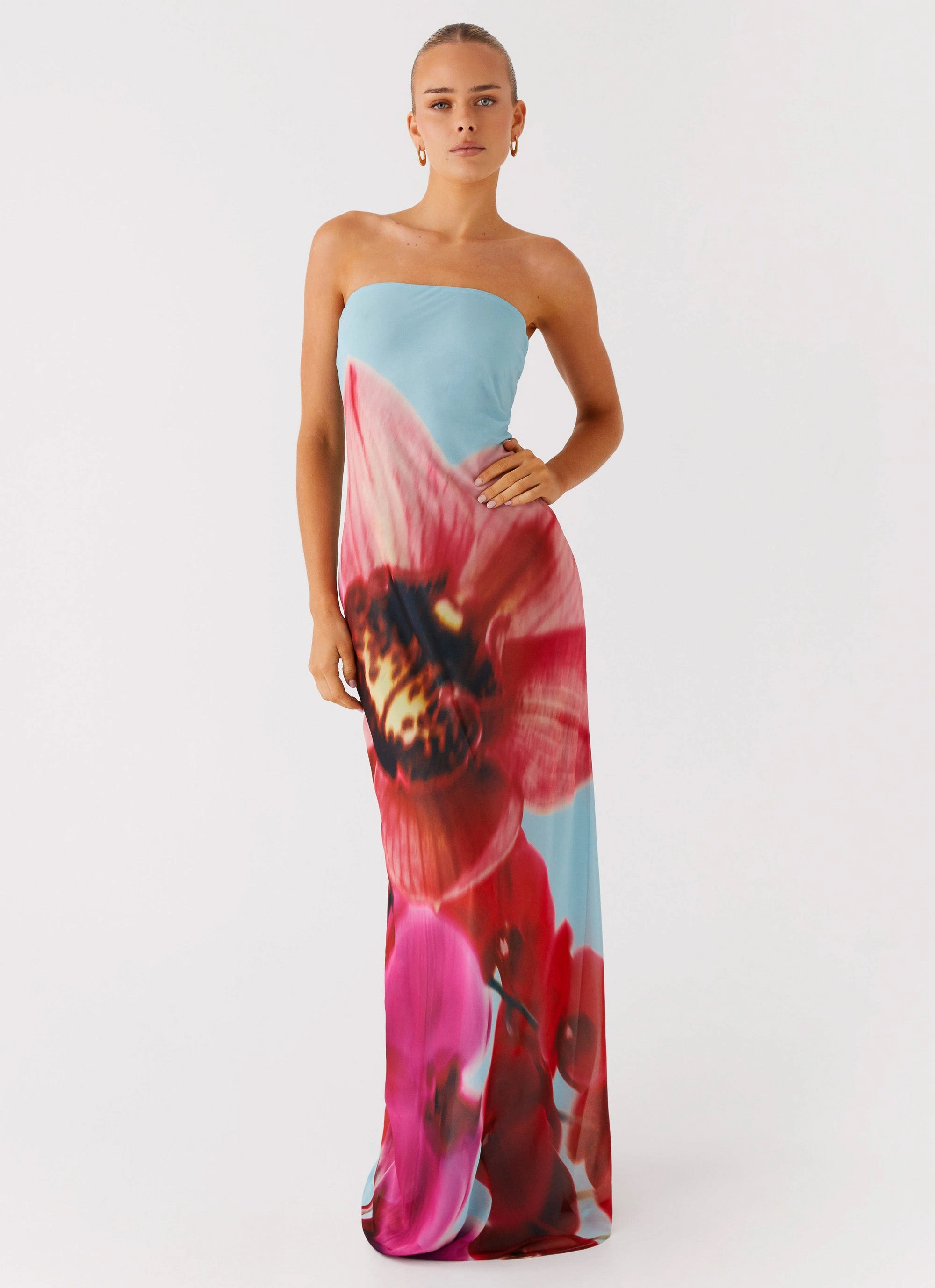 Amelle Maxi Dress - Turquoise Bloom Modern Coat