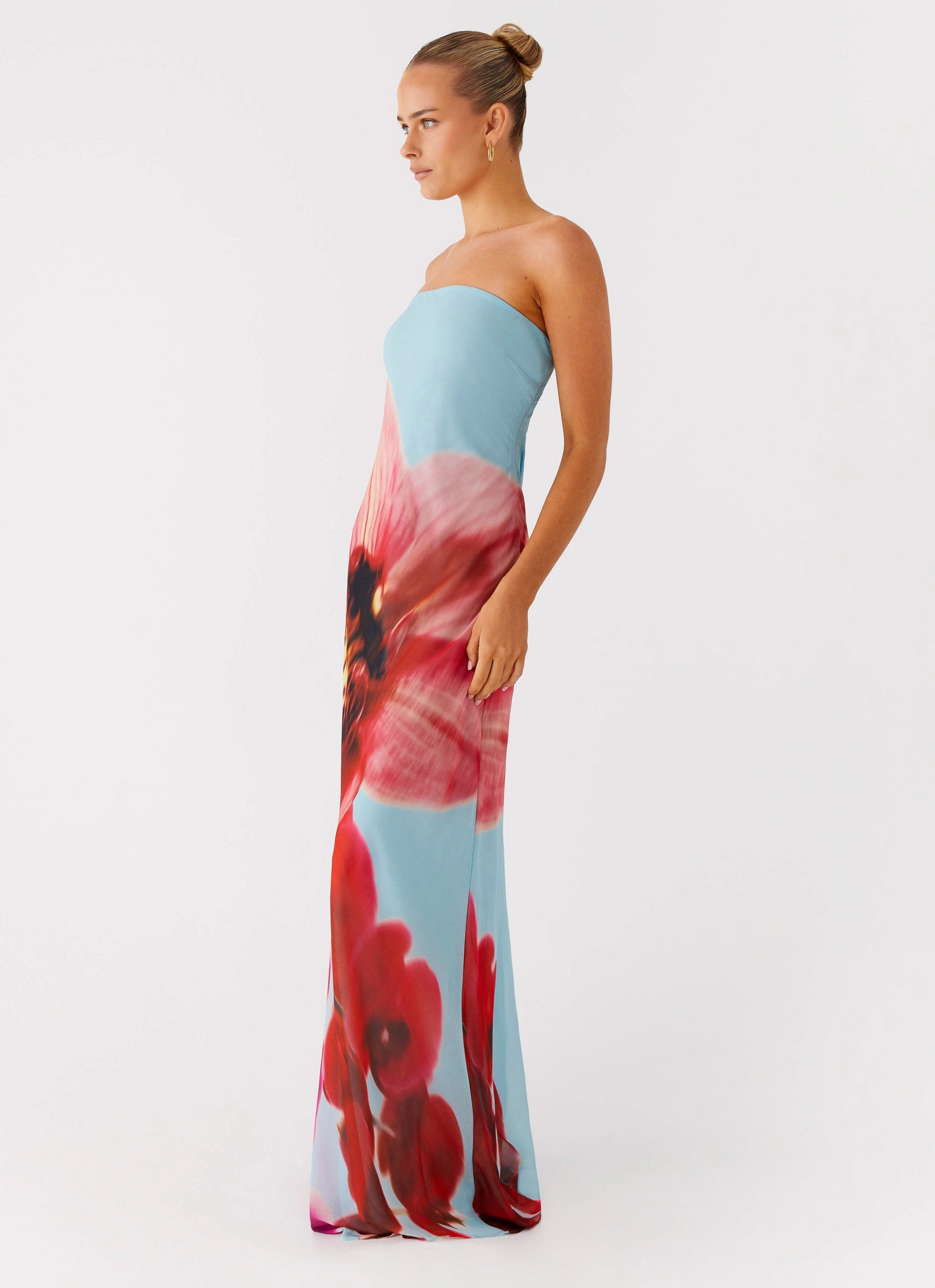 Amelle Maxi Dress - Turquoise Bloom Cold Protection Jacket