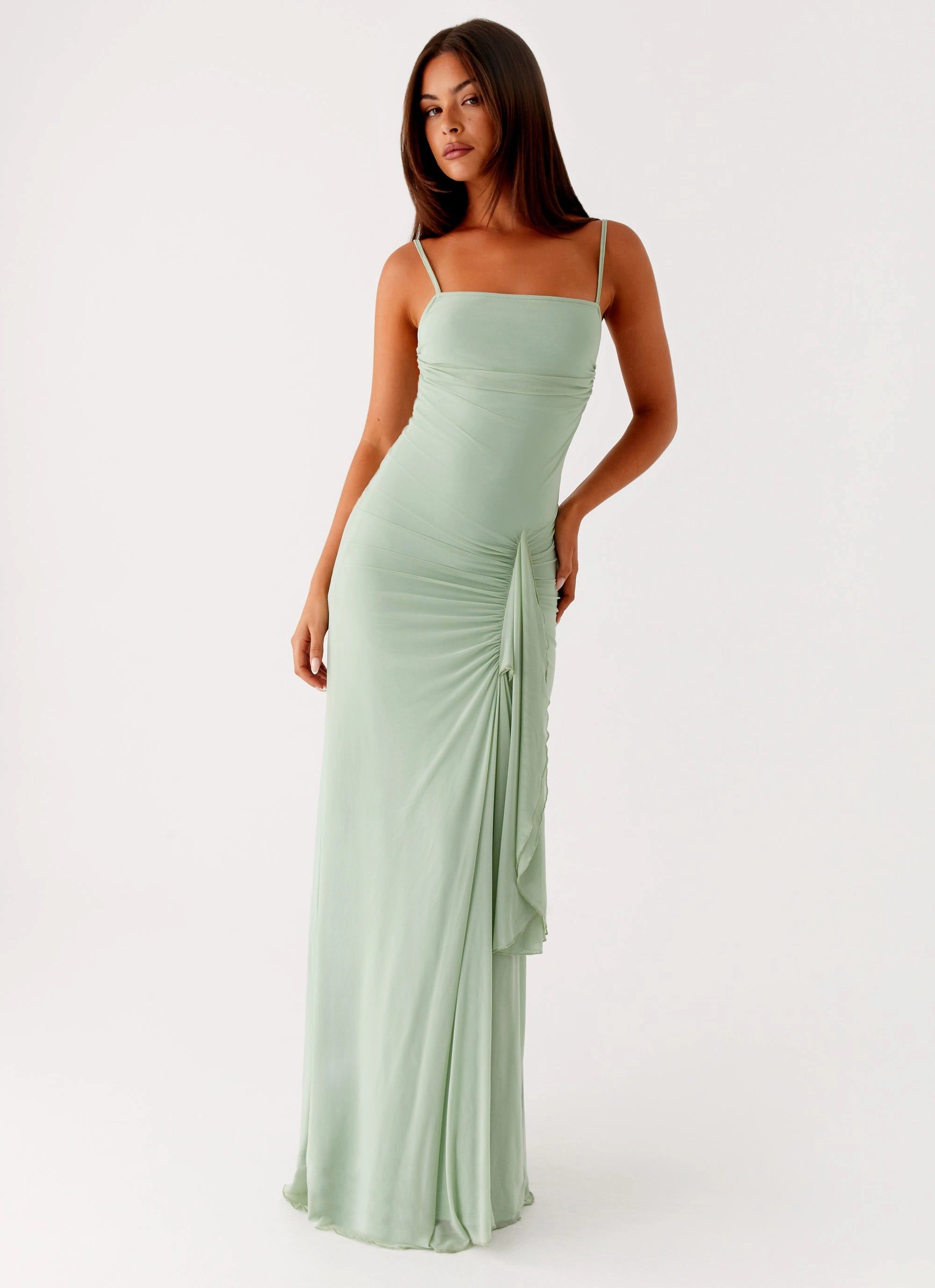 Fashionably Warm Amphi Maxi Dress - Sage
