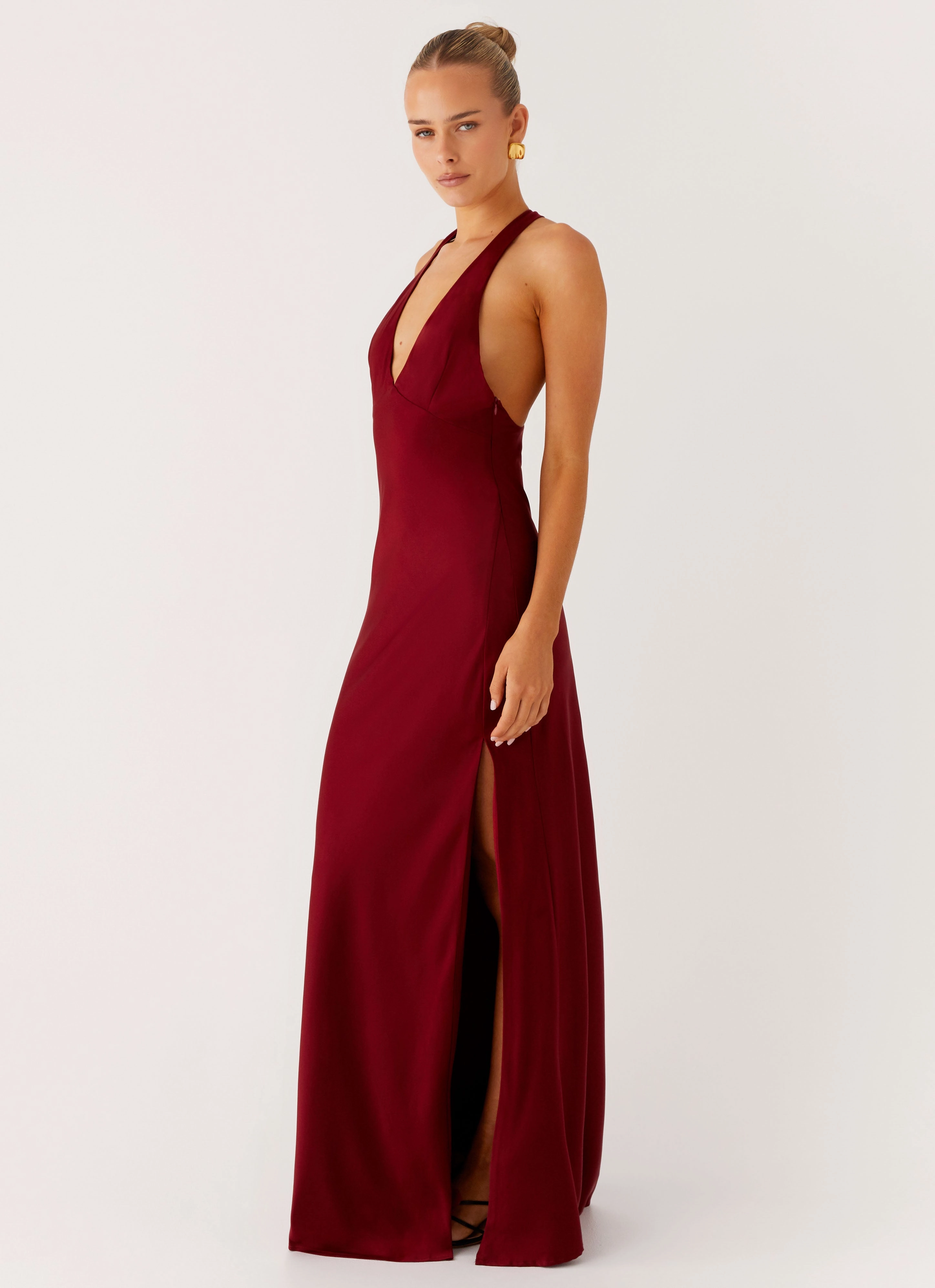 Angie Maxi Dress - Burgundy Thermal Winter Coat