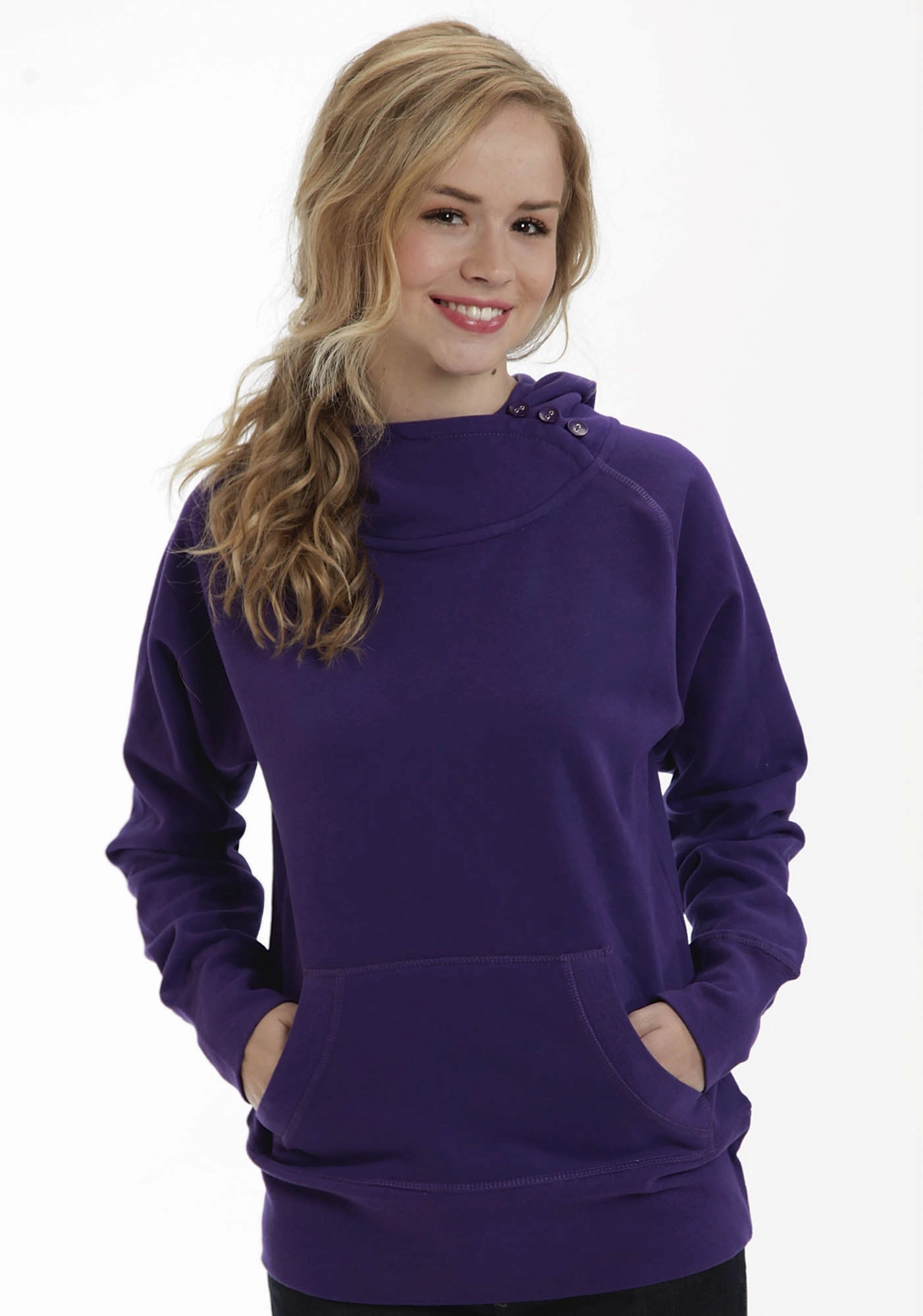 Sustainable Production Certified Essential Comfort Ouray Womens Purple 100% Cotton USA Asymmetric Hoodie