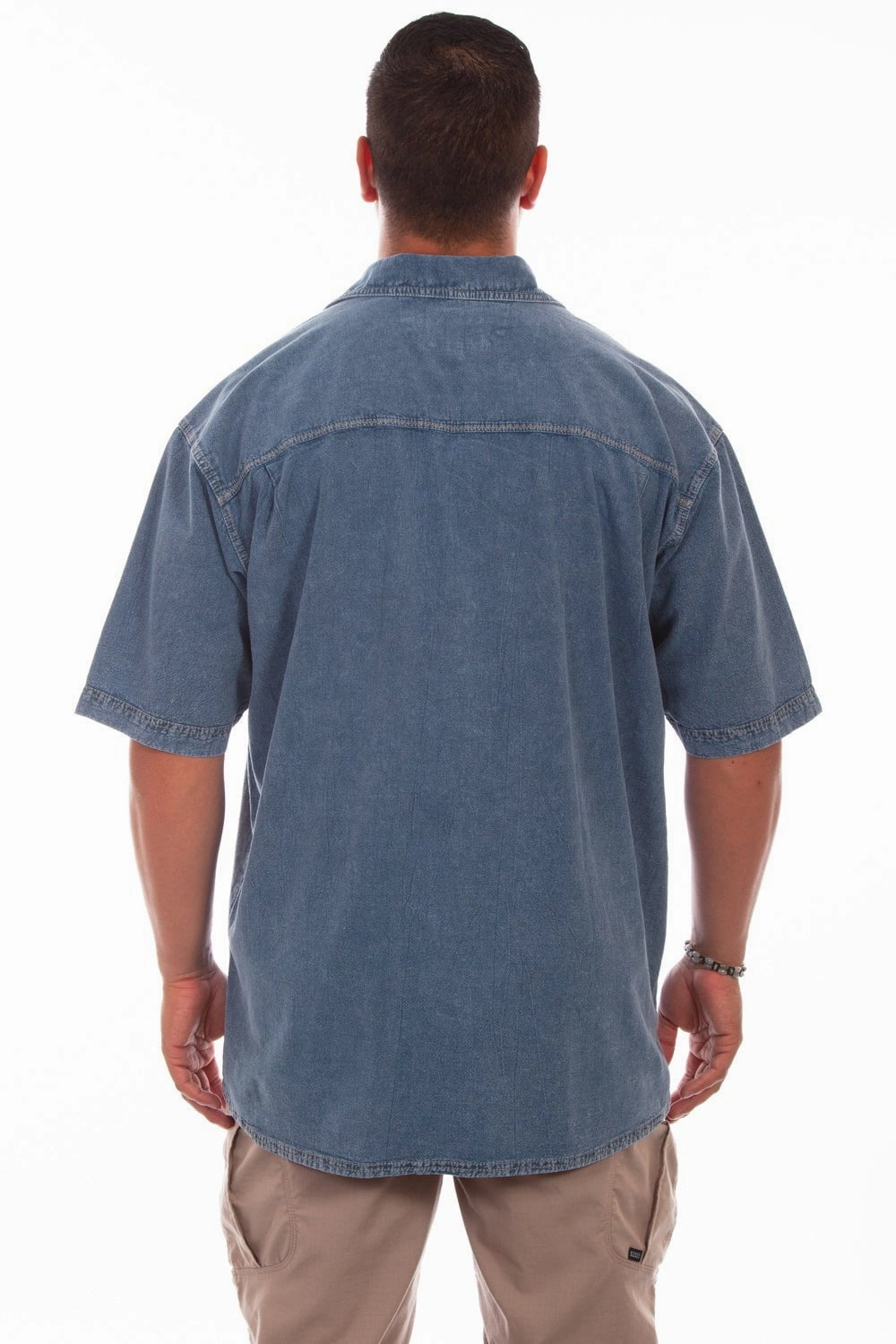 Classic Appeal Scully Mens Lt Washed Denim 100% Cotton Traveler S/S Shirt