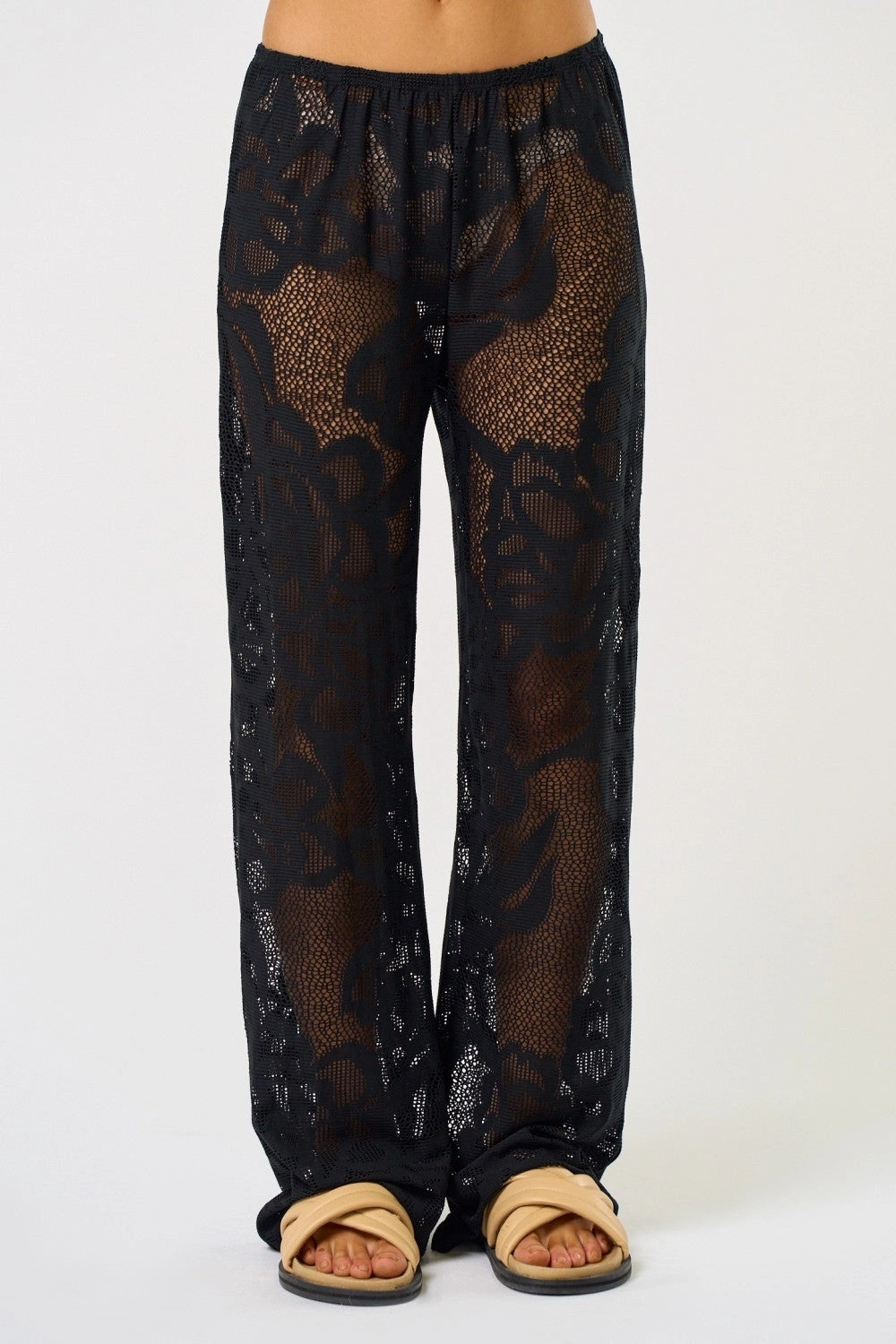 Anti Pilling Surface Lace Cover Up Pants - Black