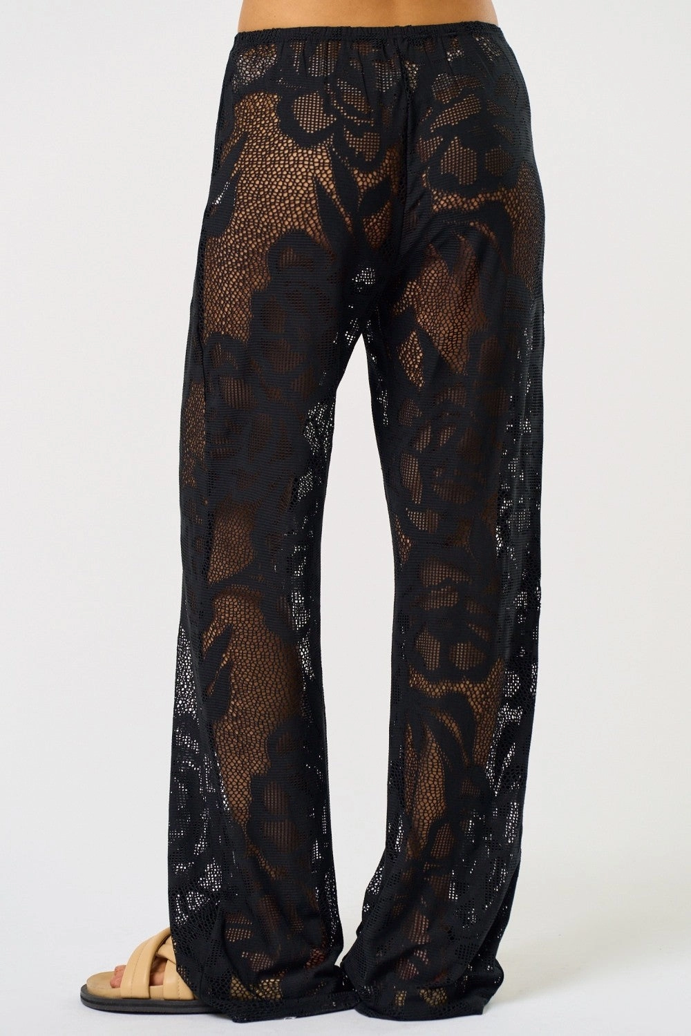 Lace Cover Up Pants - Black Light Fabric