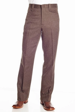 Circle S Mens Heather Chestnut Polyester Western Unhemmed Ranch Dress Pant 46 Tall Length Comfy Design
