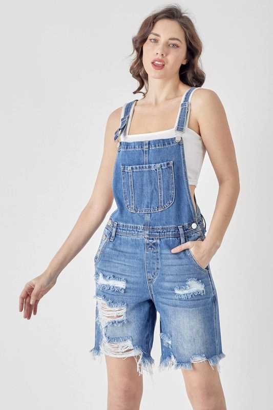 Wrinkle Free Weave Casual Shorts Bettie Bermuda Overalls S-XL