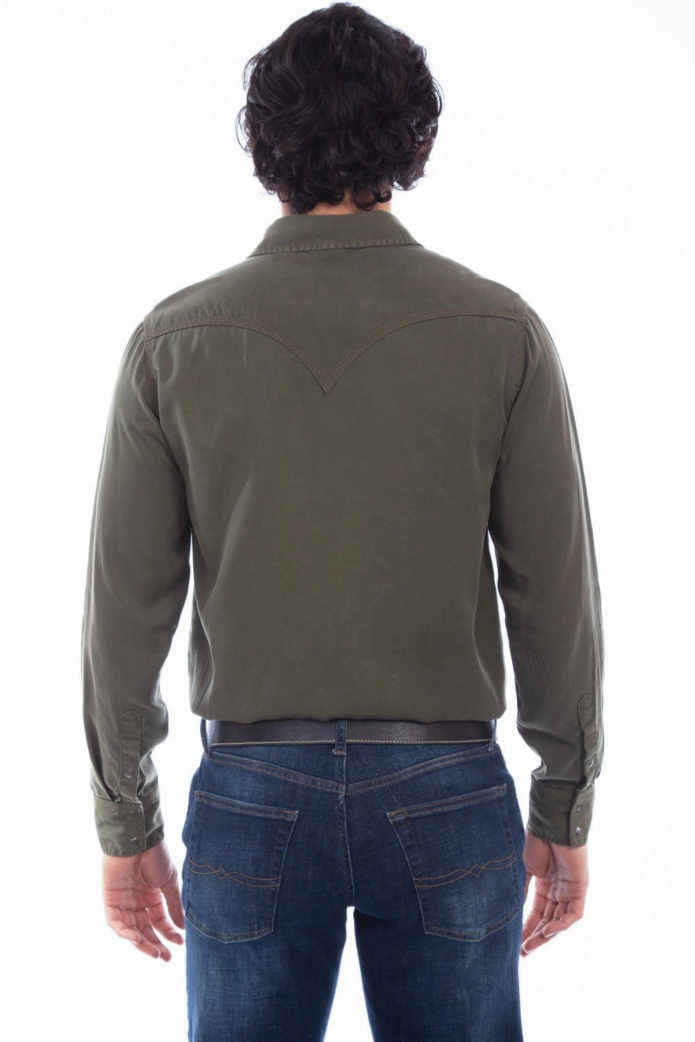 Day-To-Night Wear Scully Mens Army 100% Tencel Western L/S Shirt
