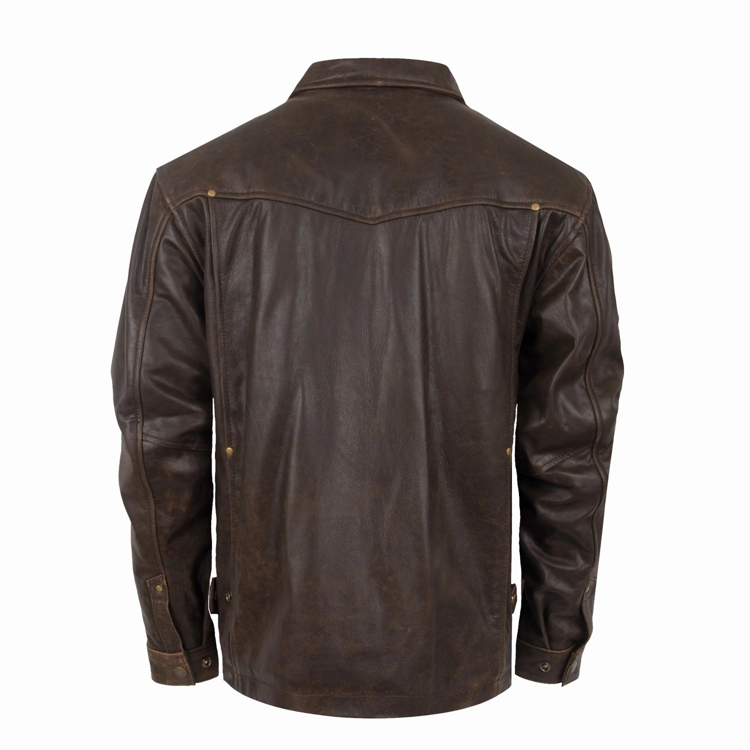 STS Ranchwear Mens Rifleman Vintage Brown Leather Leather Jacket Bonded Hemline