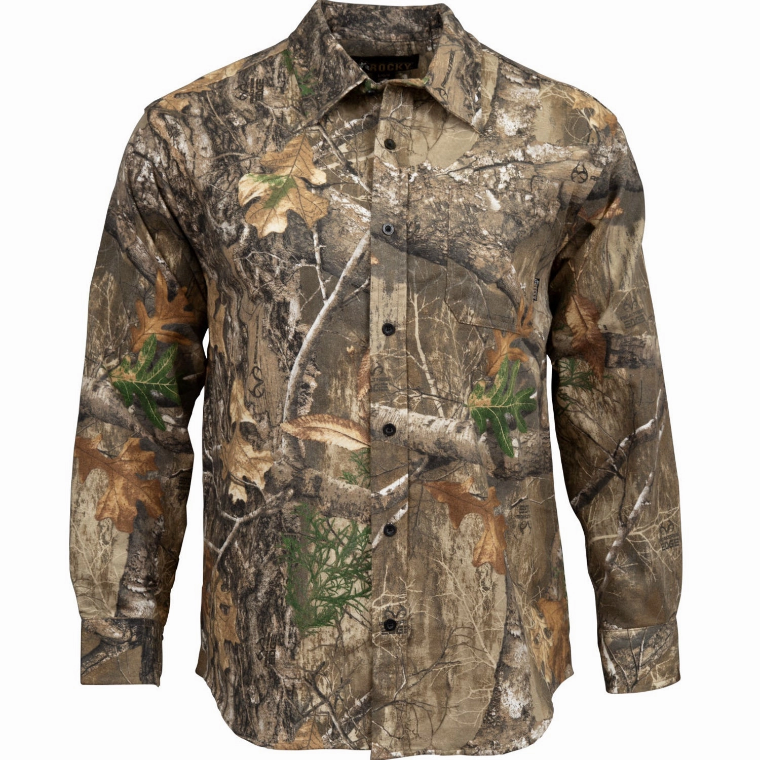 Rocky Mens Rugged Flannel Realtree Edge 100% Cotton L/S Shirt Non-irritating