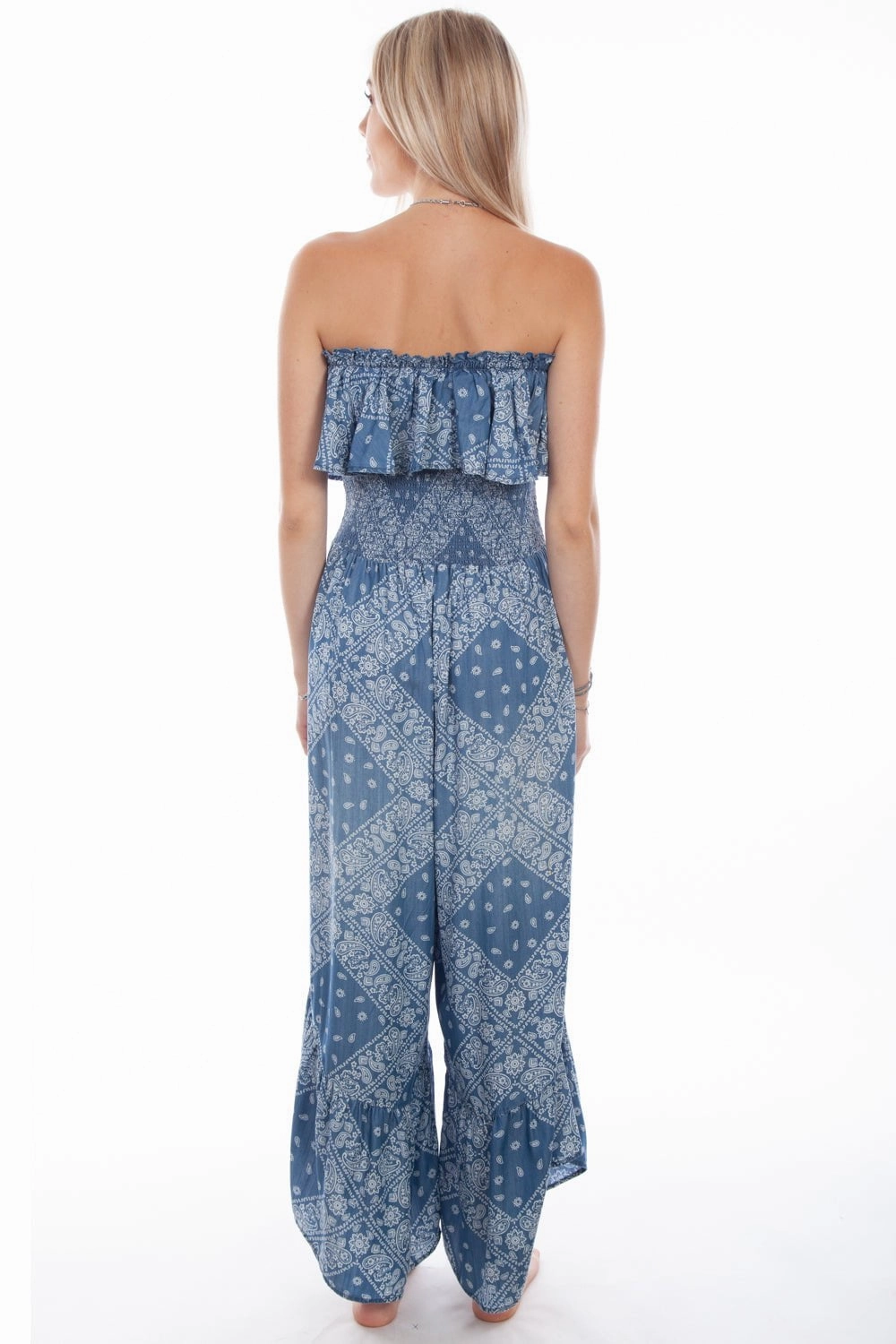 Scully Womens Ruffle Trim Light Blue 100% Lyocell Romper Always Fits Well Total Fit