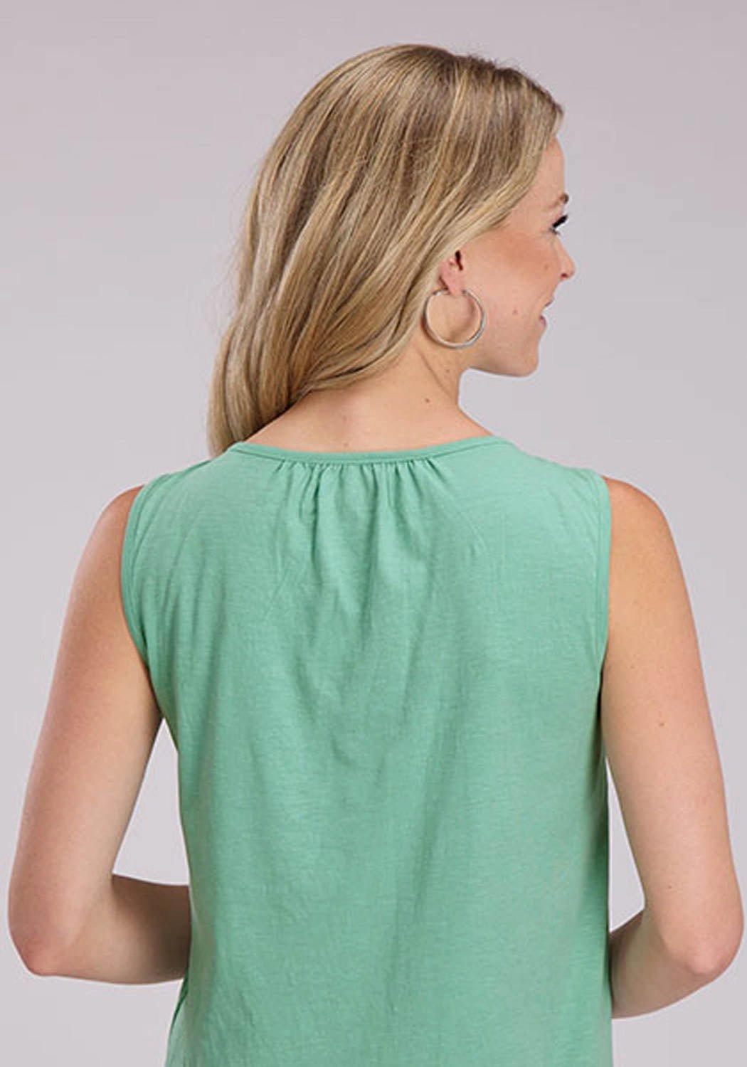 Roper Womens Scoop Neck Floral Seafoam Green 100% Cotton S/L Tunic Day-To-Night Wear Mountain Retreat