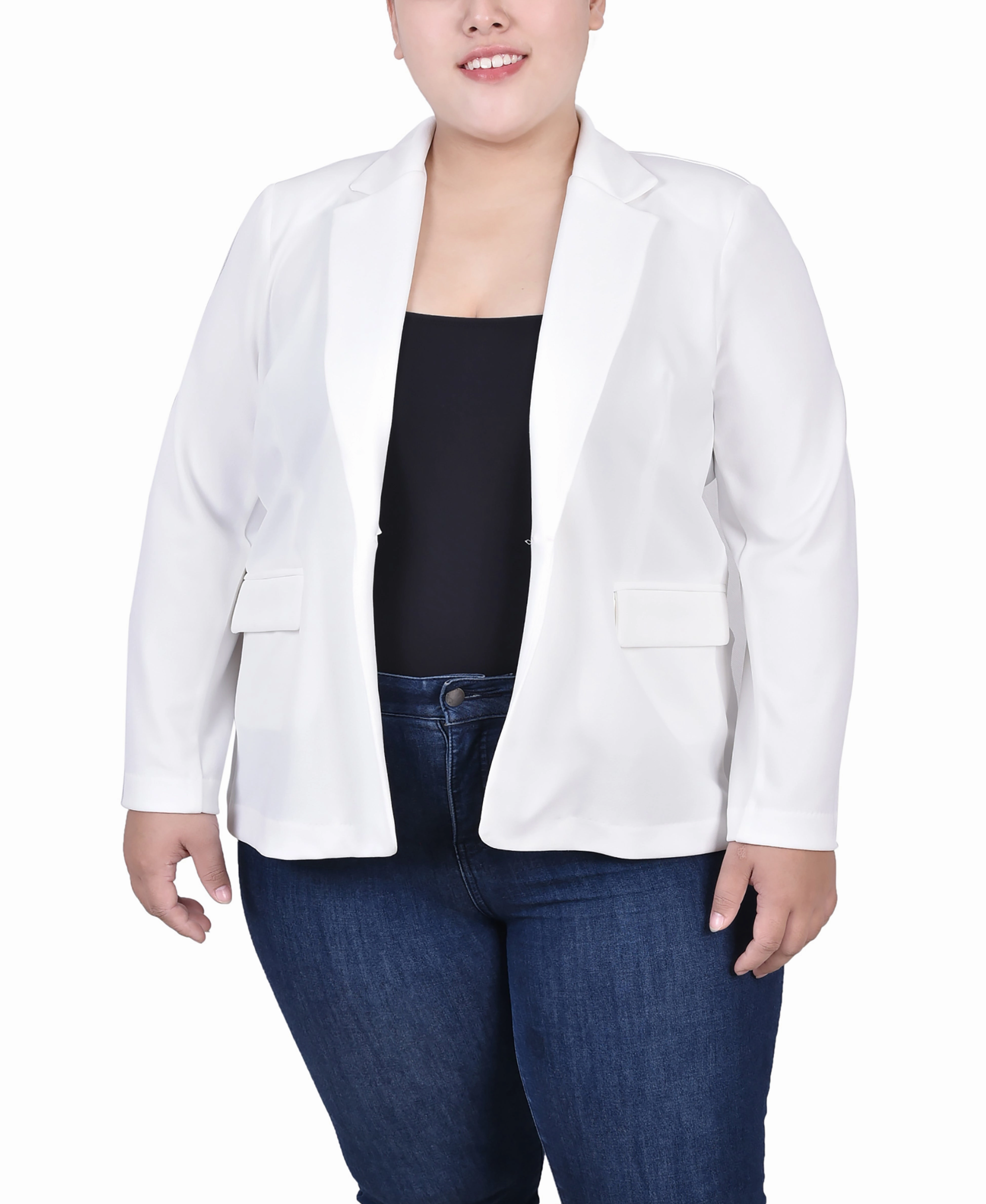 Plus Size Long Sleeve Scuba Crepe Jacket LongLastingDurability Yarn Dyed Fabric