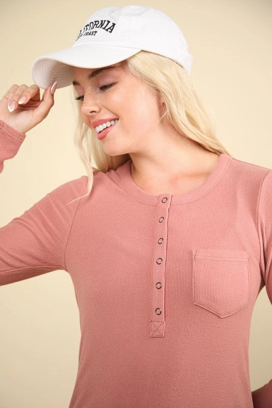 Reinforced Seam Technique Grace Soft Cozy Brushed Ribbed Knit Top