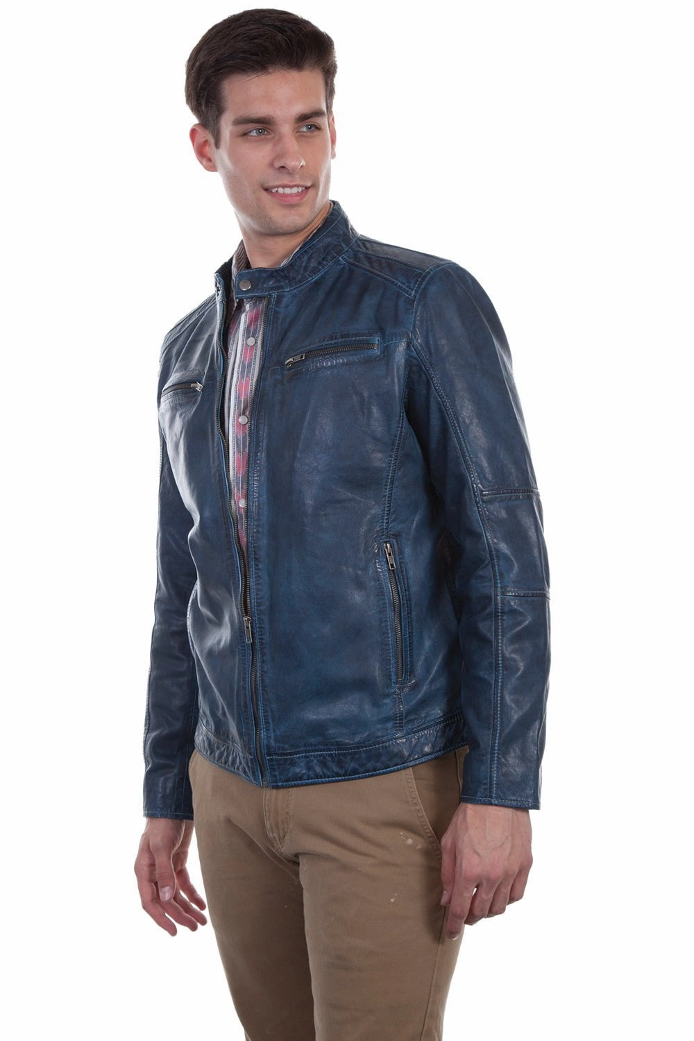 Scully Mens Denim Lamb Cafe Racer Jacket Eco Friendly Fabric Breathable Layer