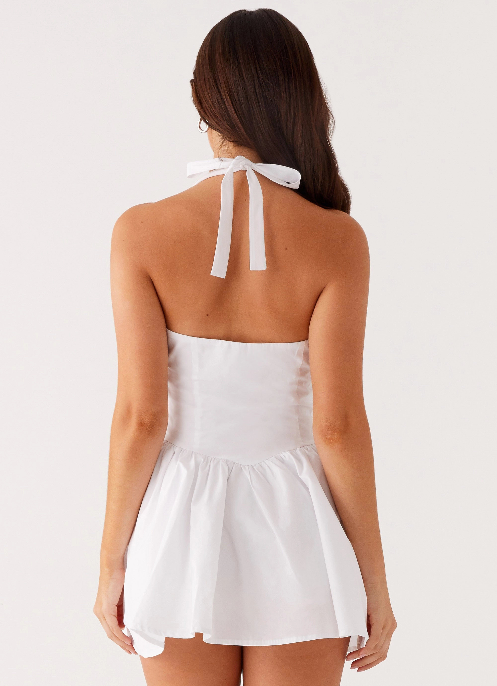 Anya Halterneck Mini Dress - Ivory Minimalist feel Fall Silhouette