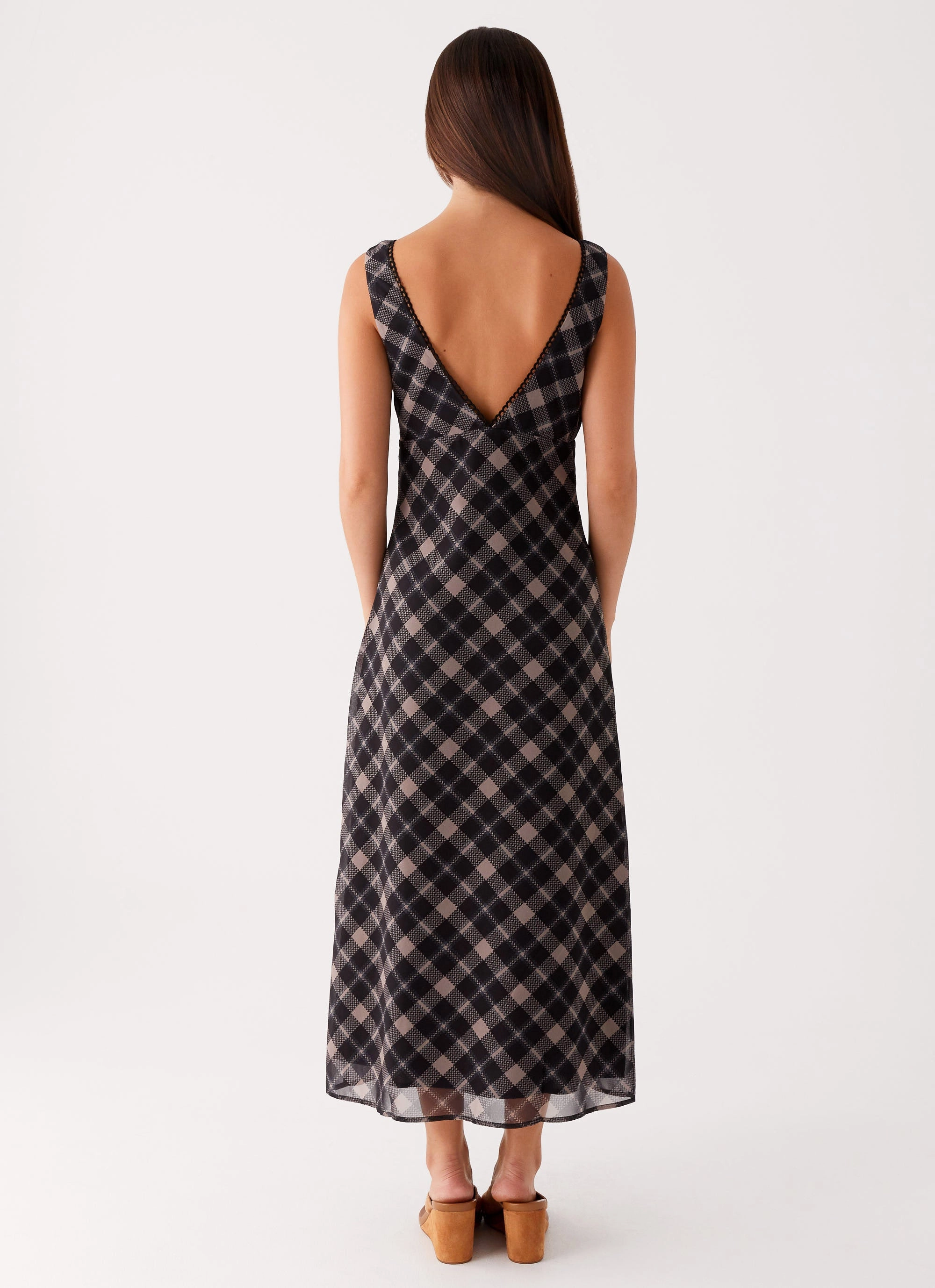 Gianna Midi Dress - Taupe Check Lounge Ready