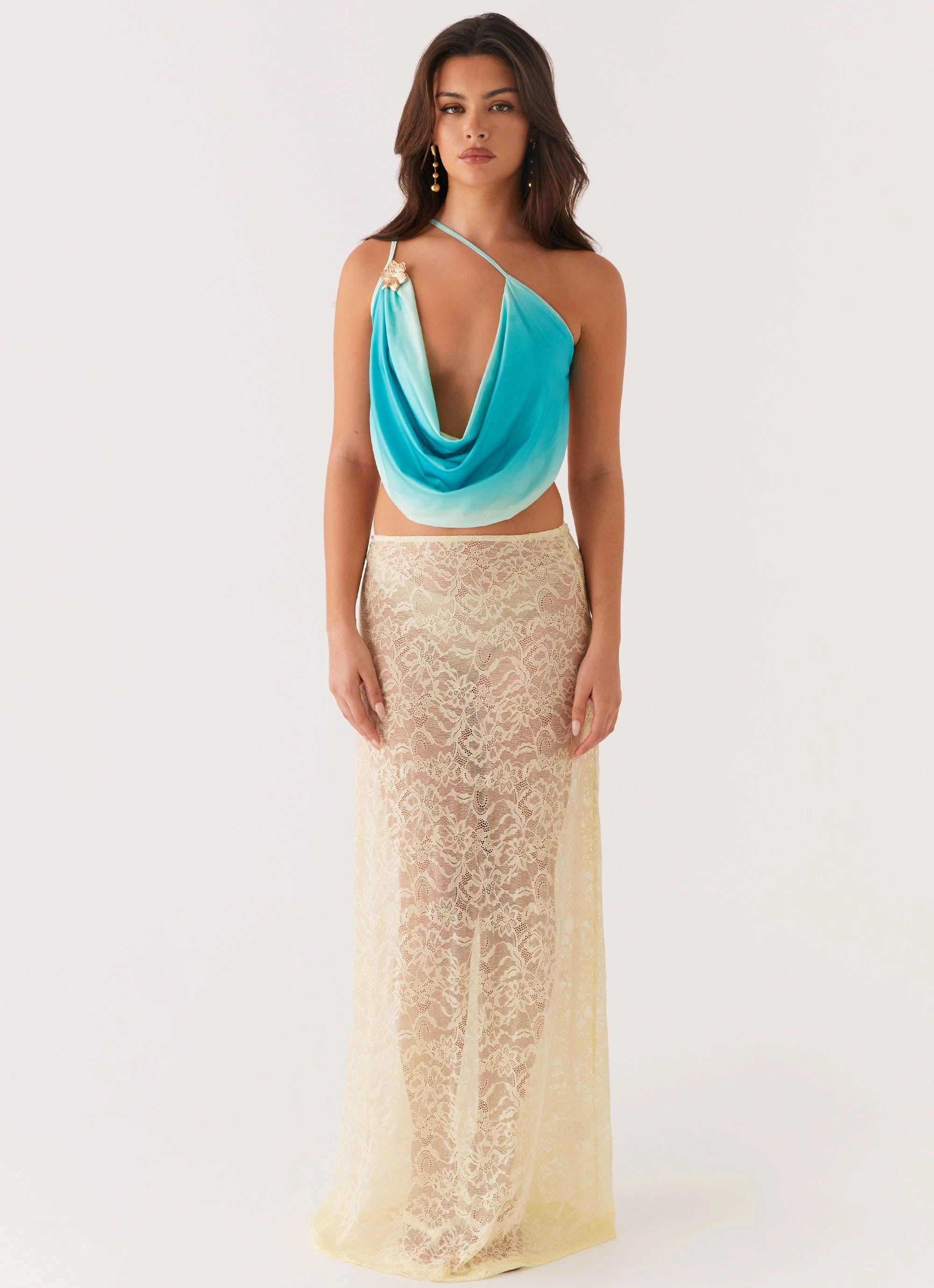 MeshPanel Butter Soft Handfeel Phoebe Top - Green Gradient