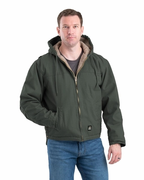 Snag Free Knit Berne Mens Heartland Washed Hooded Moss 100% Cotton Chore Jacket