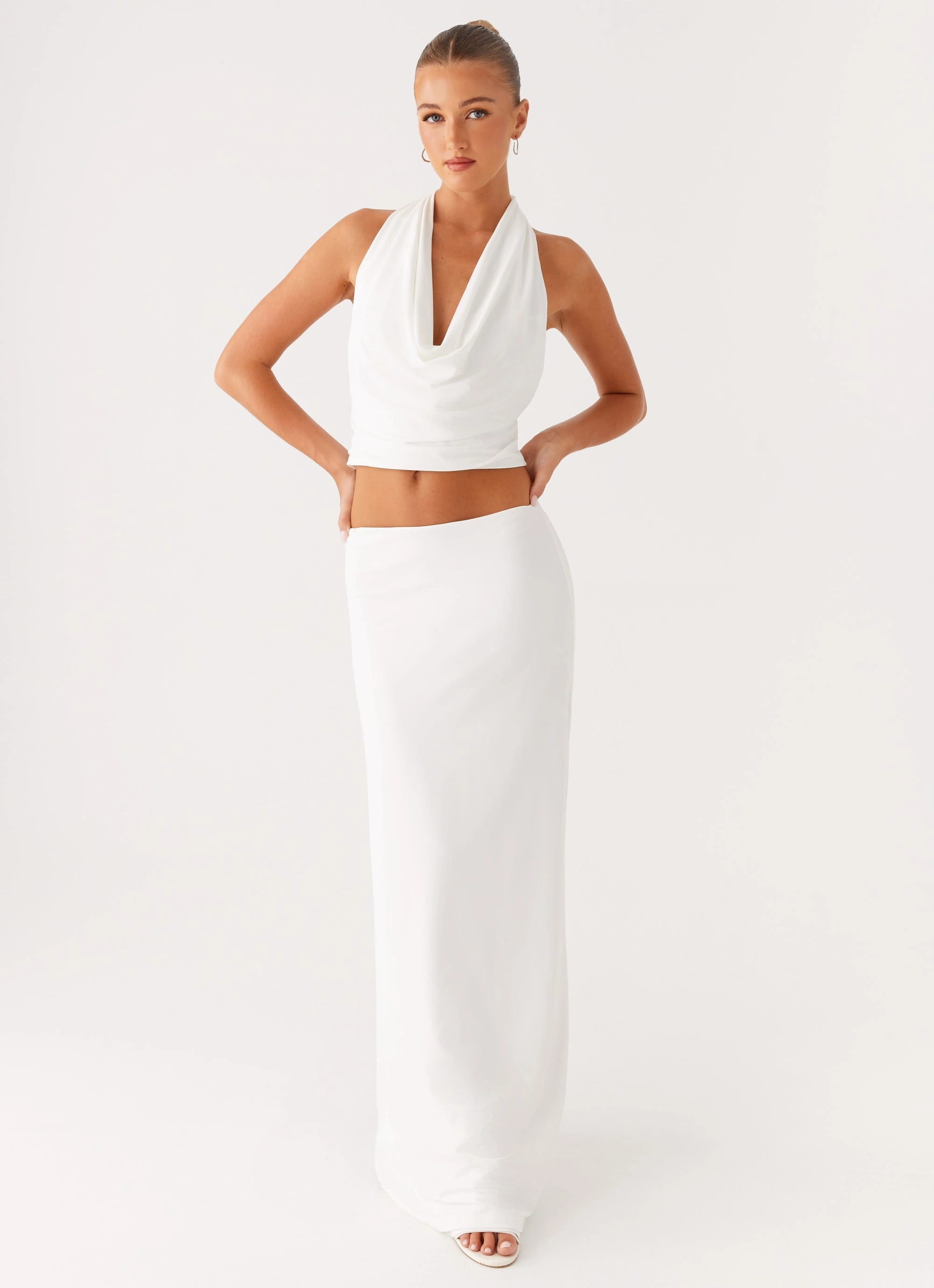 Minimalist fashion Weekend Ready Ashi Cowl Top - White