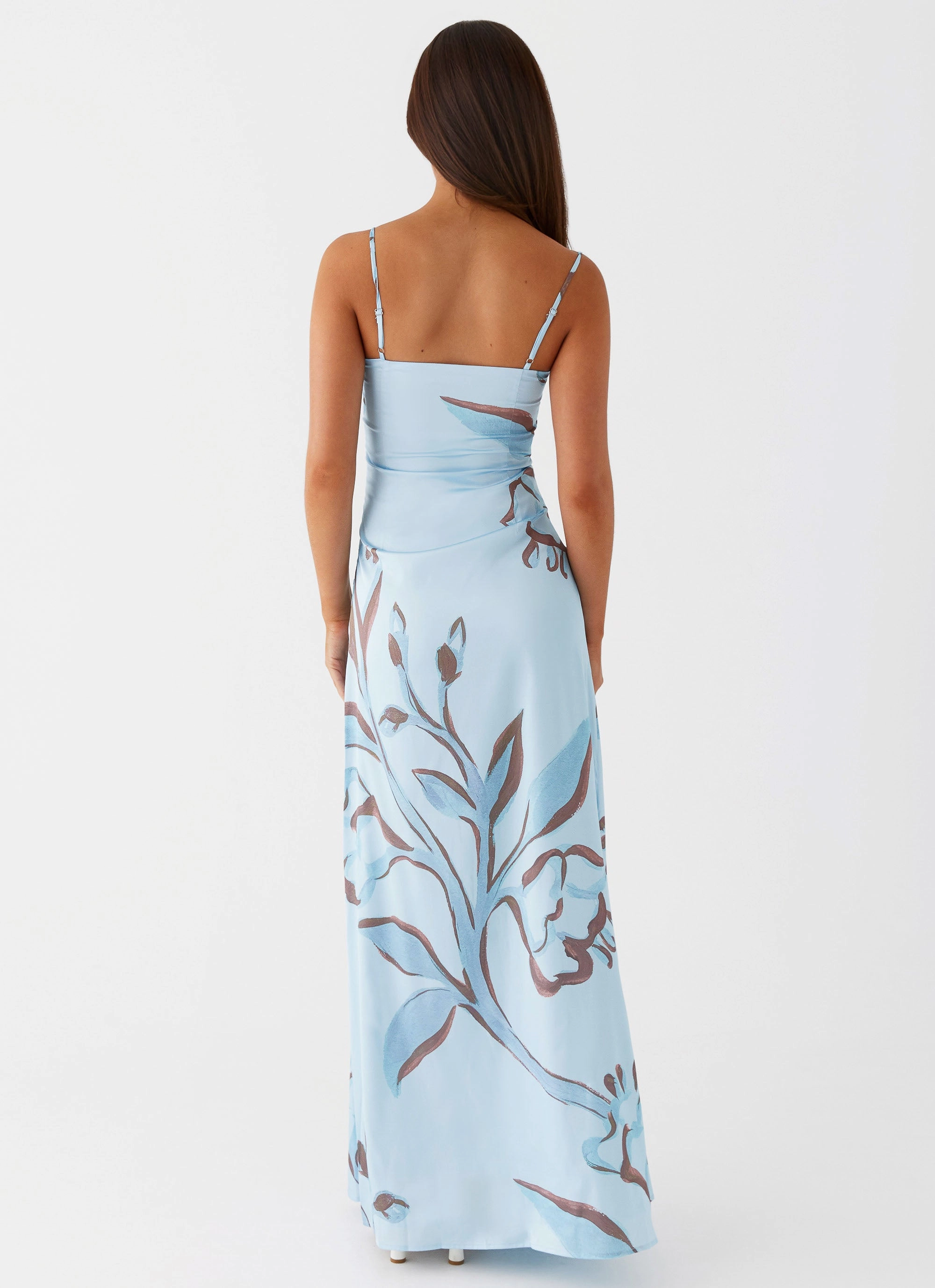 Aster Bloom Maxi Dress - Blue Floral Double Breasted