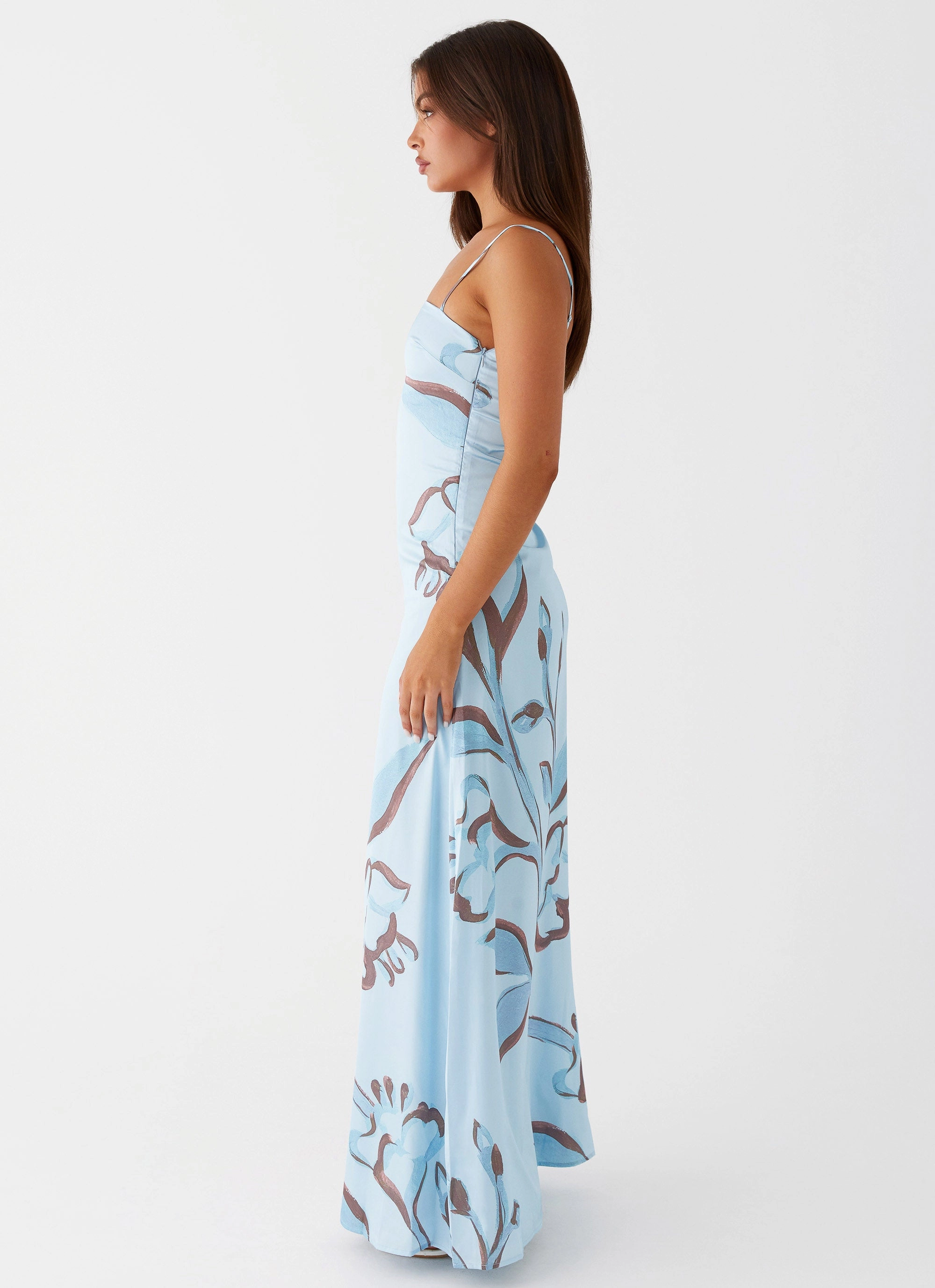 Aster Bloom Maxi Dress - Blue Floral Weatherproof Jacket Bold Statement