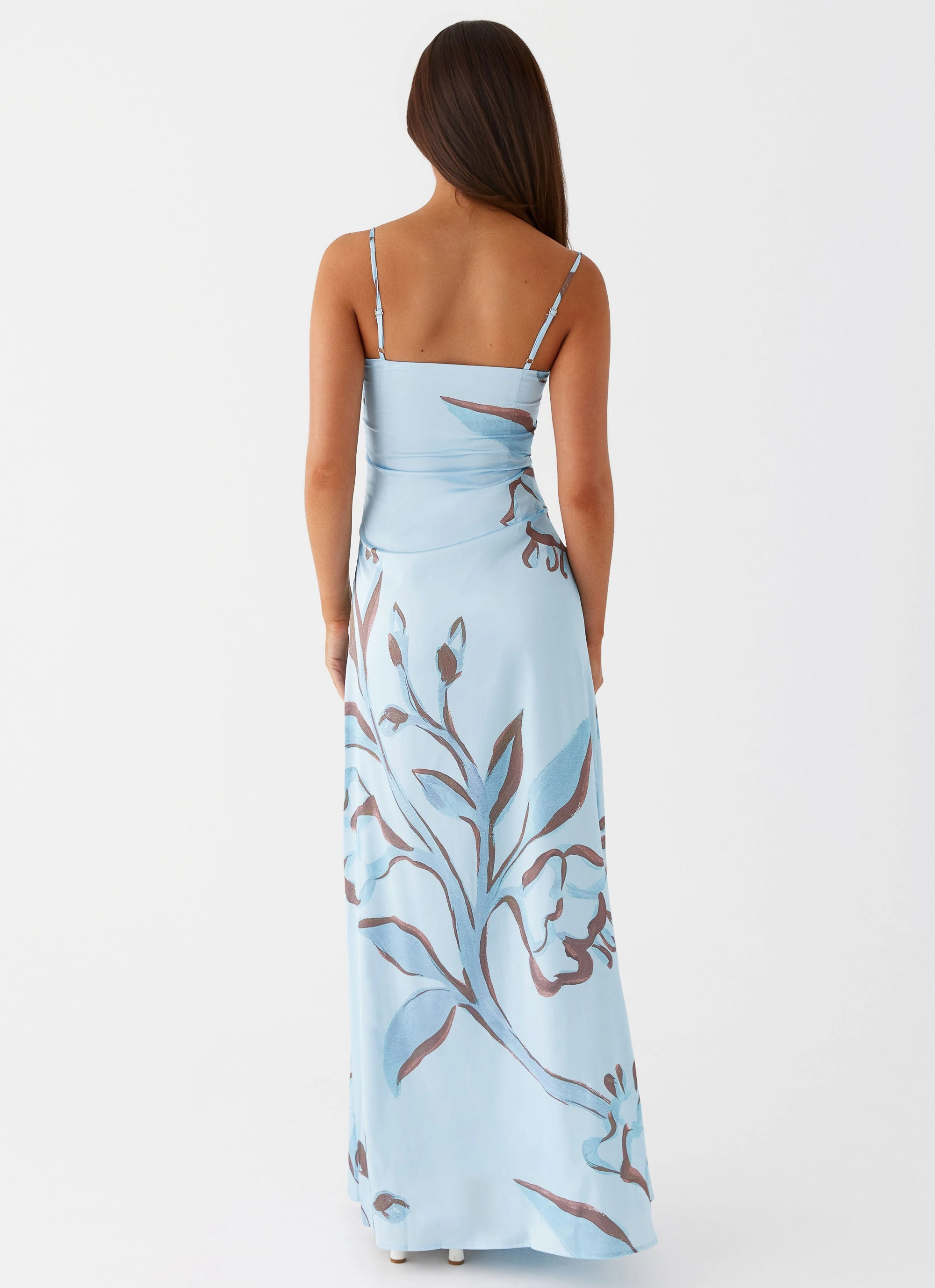Aster Bloom Maxi Dress - Blue Floral Winter Trend
