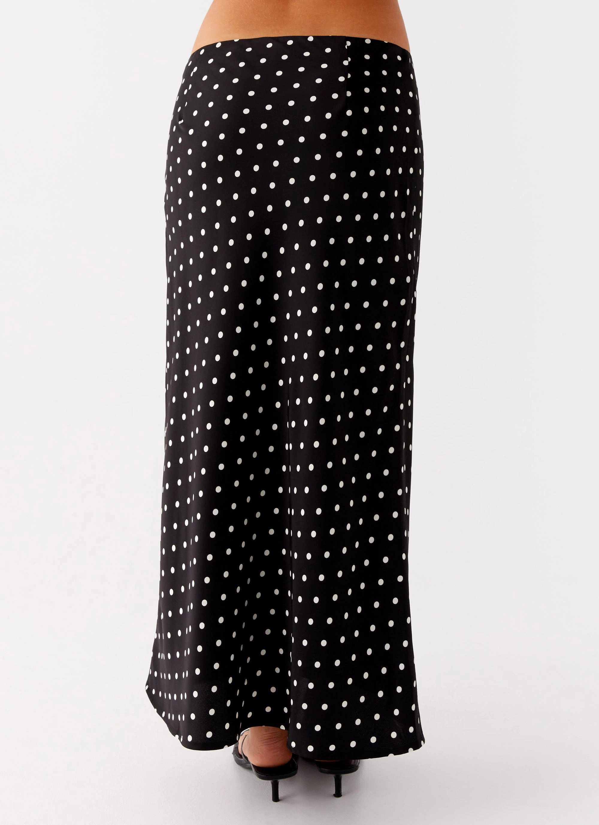 Breanne Midi Skirt - Black Polka Dot Chic Attire Laidback Mood