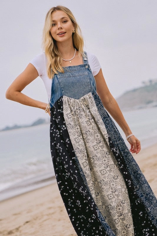 Charming Style Oddi Washed Denim Top Overall Dress