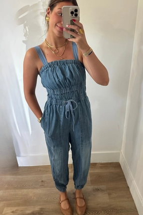 Lasting Love Denim Jumpsuit - Light Blue Breathable fabric