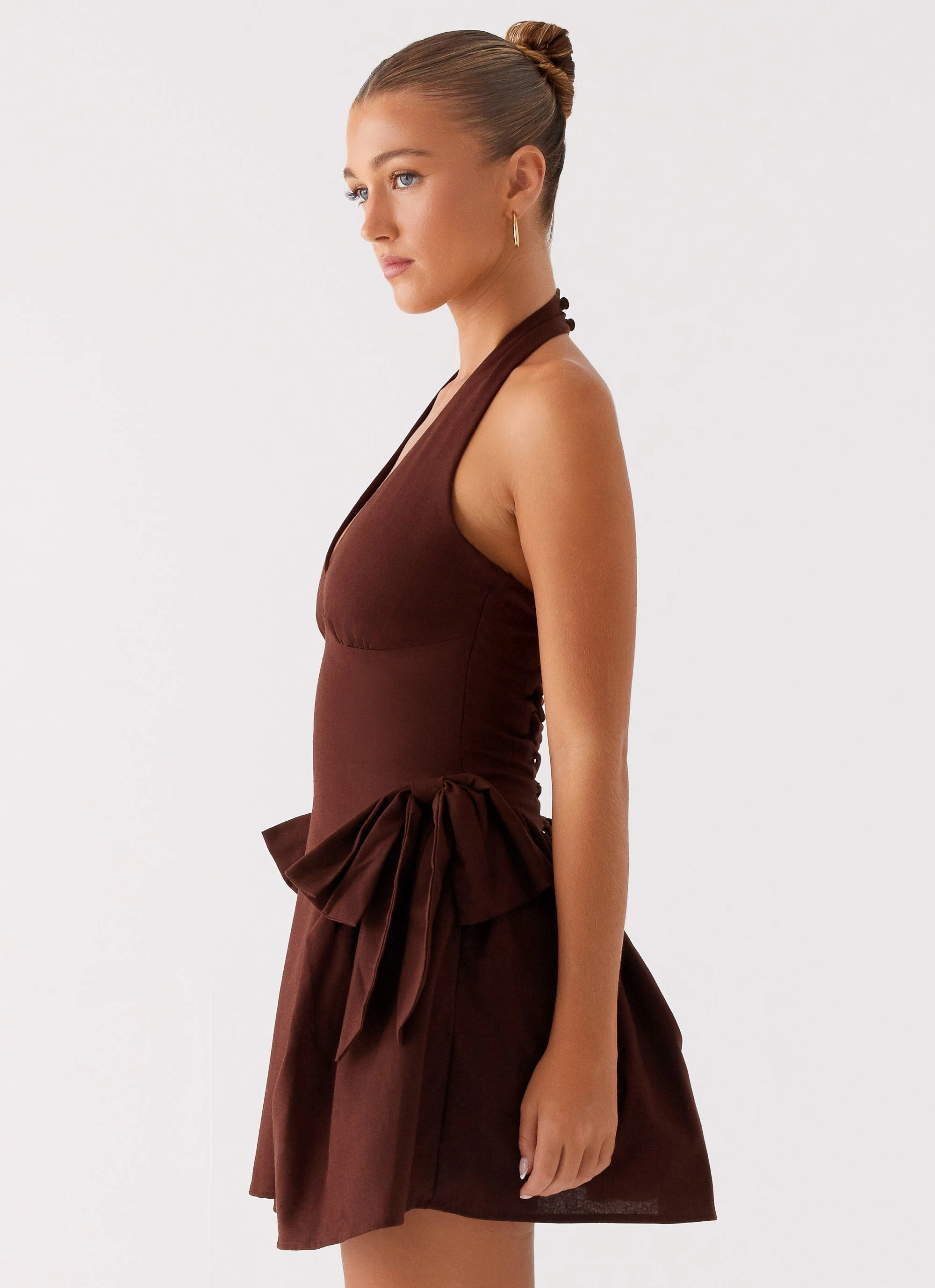 Avalo Mini Dress - Chocolate AdjustableStraps Timeless Shape