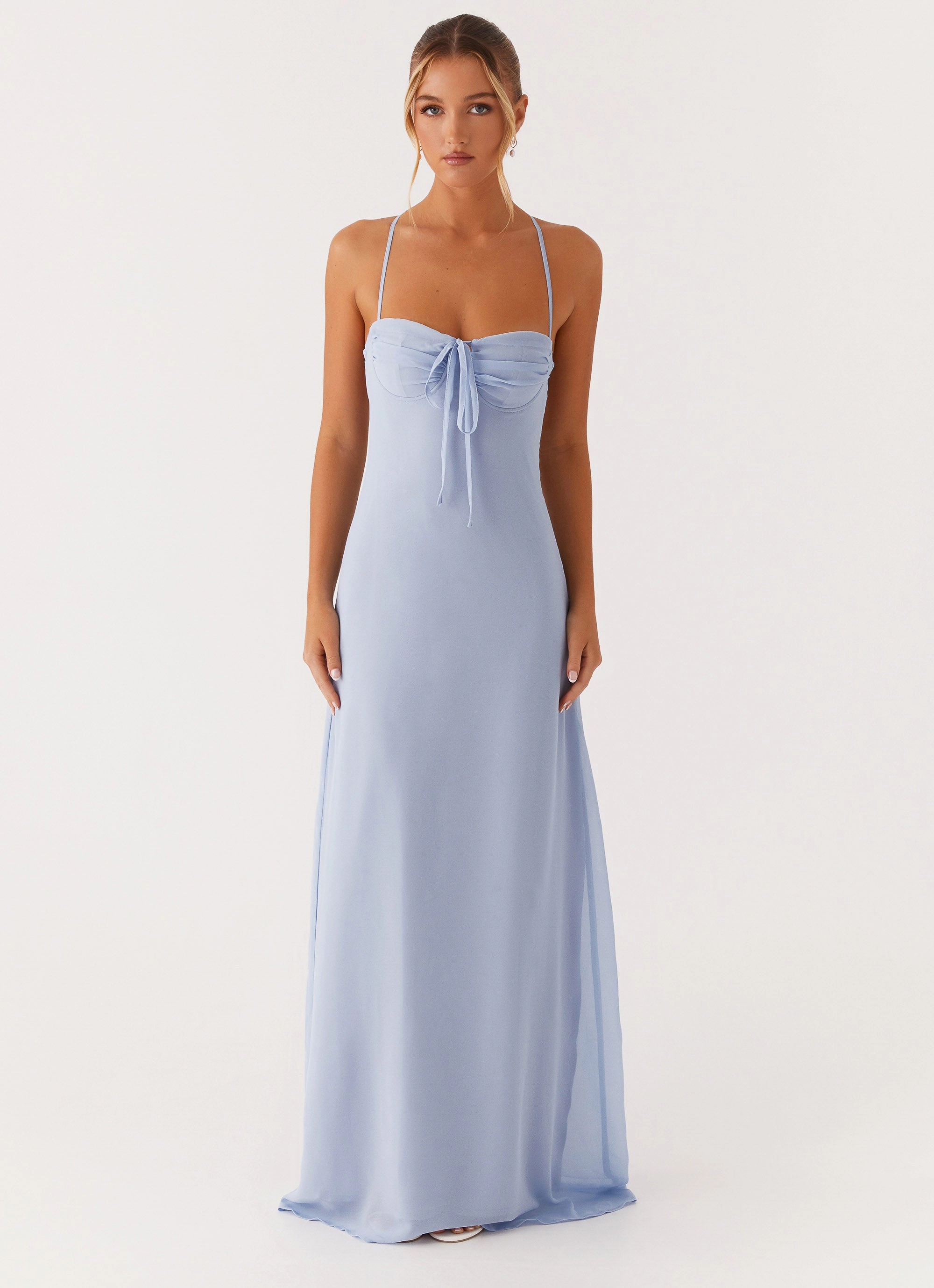 Elegant Outerwear Aveline Bustier Maxi Dress - Blue