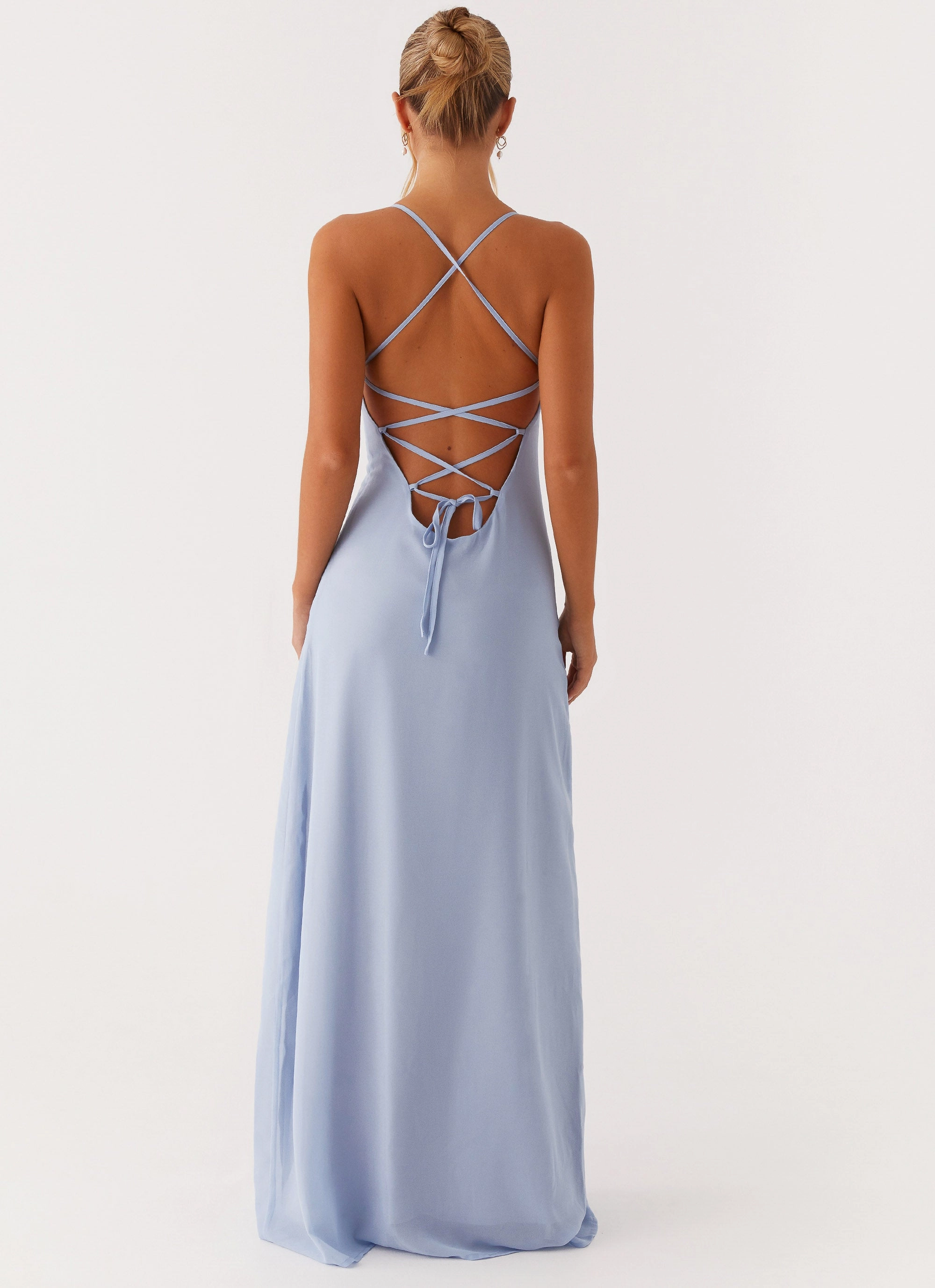 Trendy Coat Designer Inspired Aveline Bustier Maxi Dress - Blue
